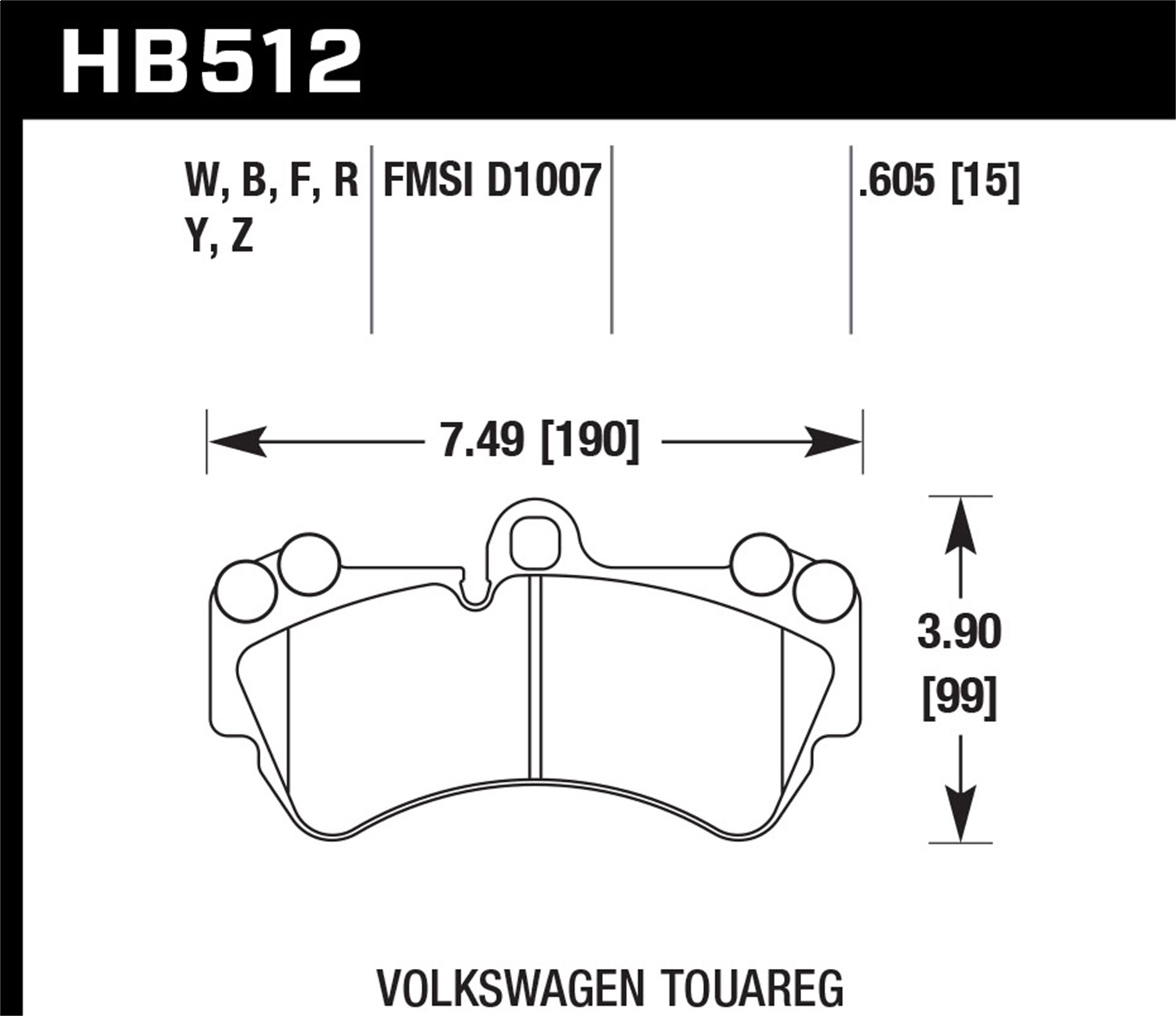 Hawk Performance HB512B.605 HPS 5.0 Disc Brake Pad Fits Cayenne G550 4x4 Touareg