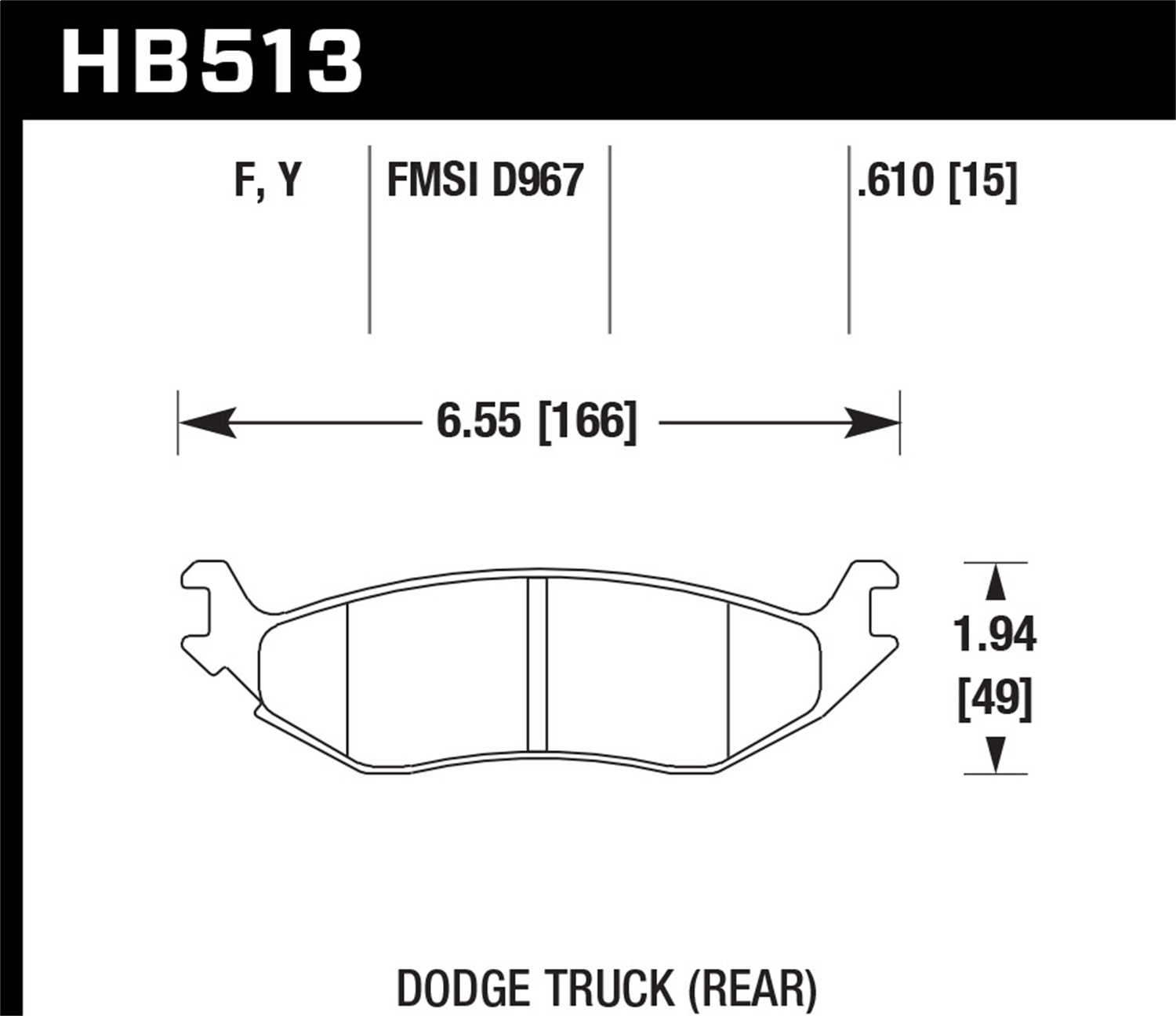 Hawk Performance HB513F.610 HPS Disc Brake Pad Fits 02-18 1500 Durango Ram 1500