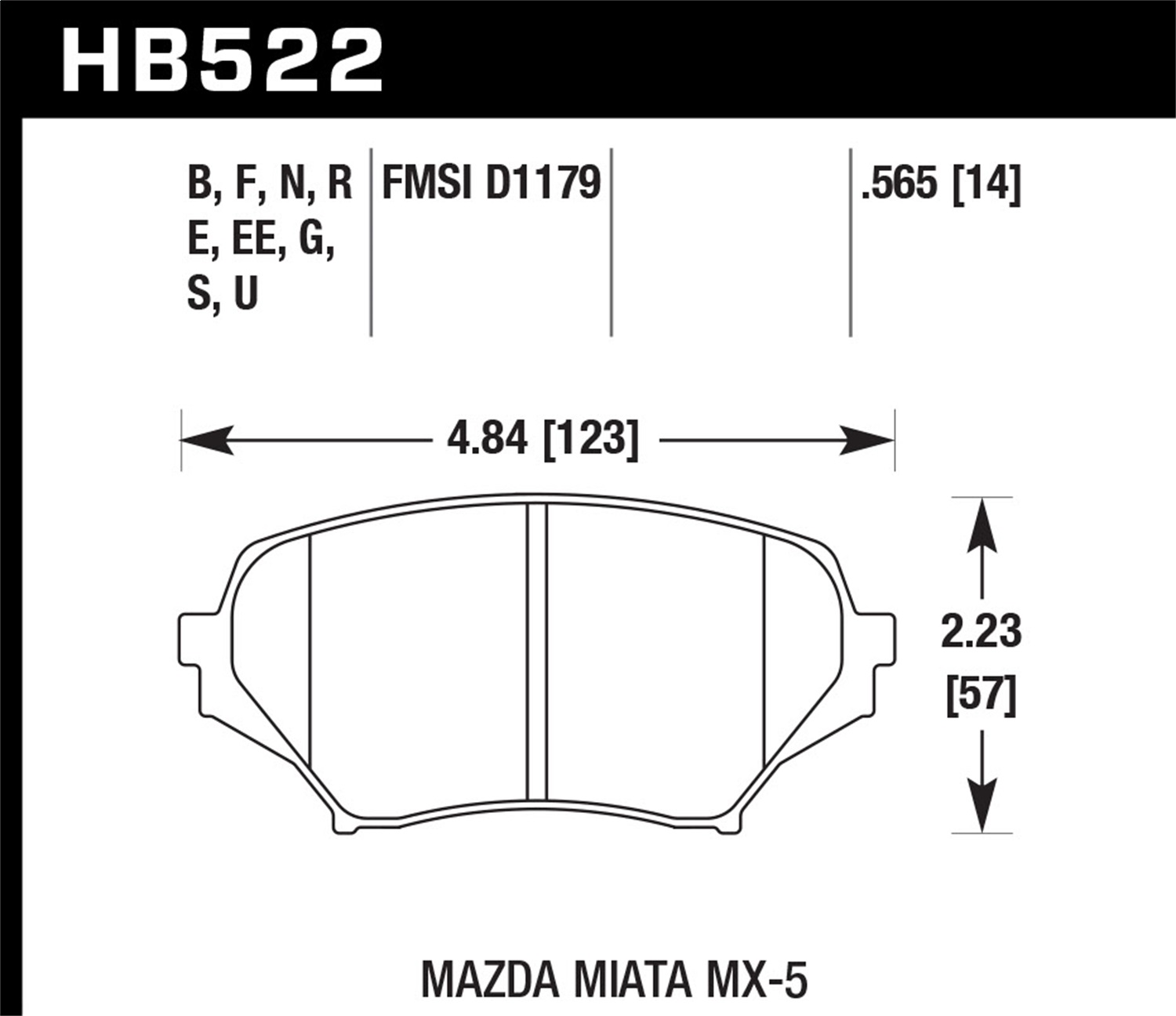 Hawk Performance HB522U.565 DTC-70 Disc Brake Pad Fits 06-14 MX-5 Miata