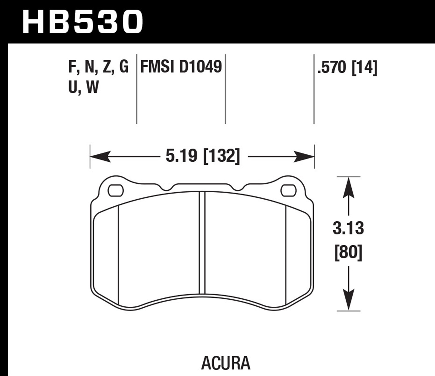 Hawk Performance HB530N.570 HP Plus Disc Brake Pad Fits 04-08 TL