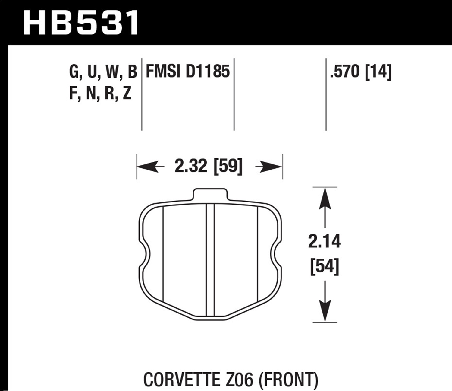 Hawk Performance HB531N.570 HP Plus Disc Brake Pad Fits 06-13 Corvette