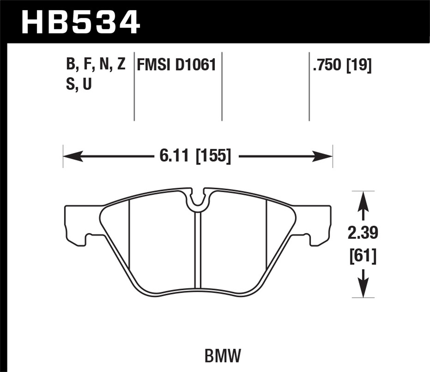 Hawk Performance HB534U.750 DTC-70 Disc Brake Pad