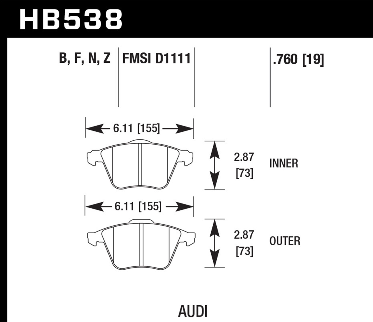 Hawk Performance HB538N.760 HP Plus Disc Brake Pad