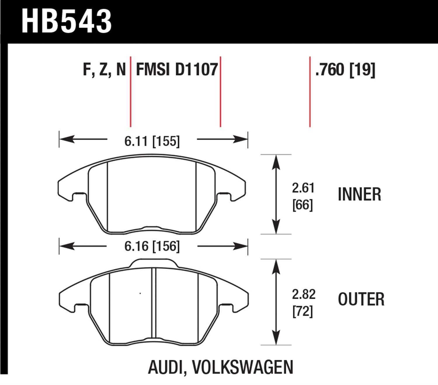 Hawk Performance HB543G.760 DTC-60 Disc Brake Pad