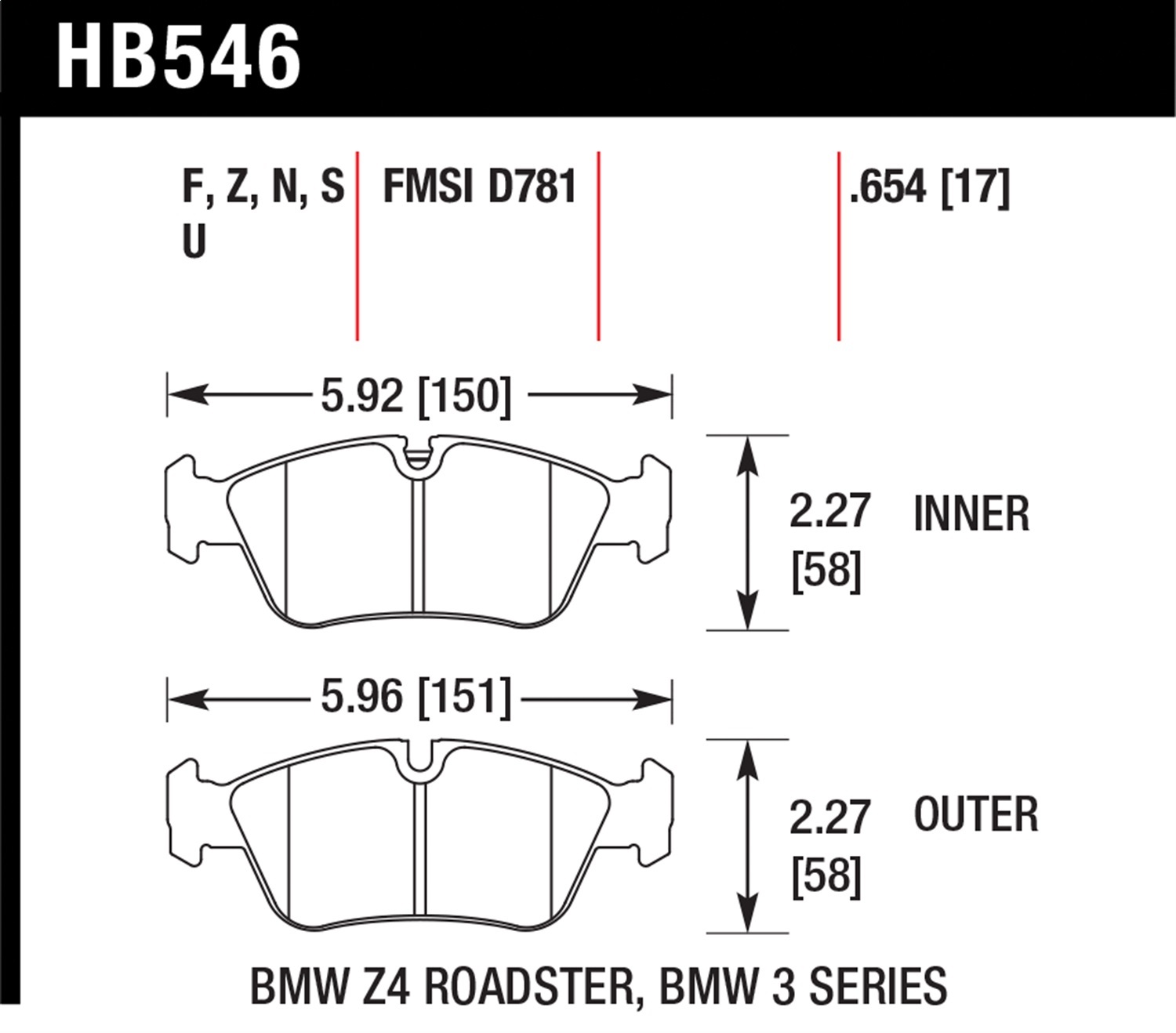 Hawk Performance HB546F.654 HPS Disc Brake Pad
