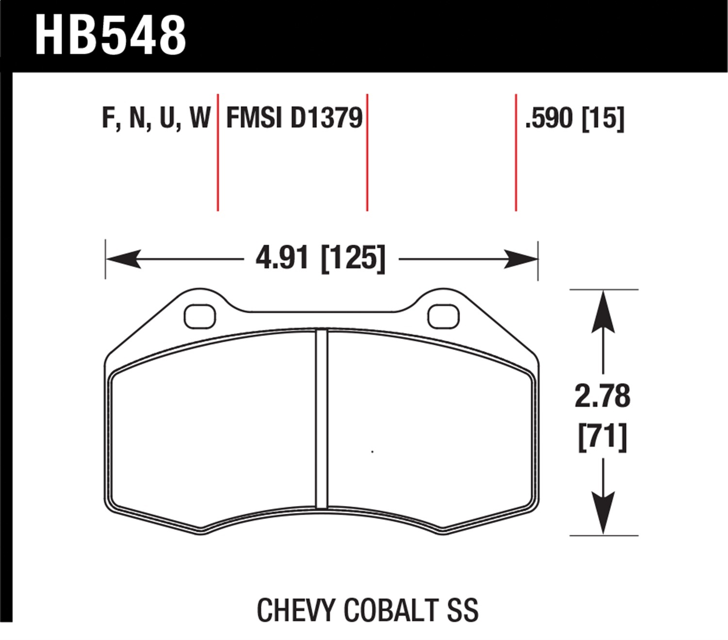 Hawk Performance HB548F.590 HPS Disc Brake Pad Fits 4C Cobalt HHR MX-5 Miata