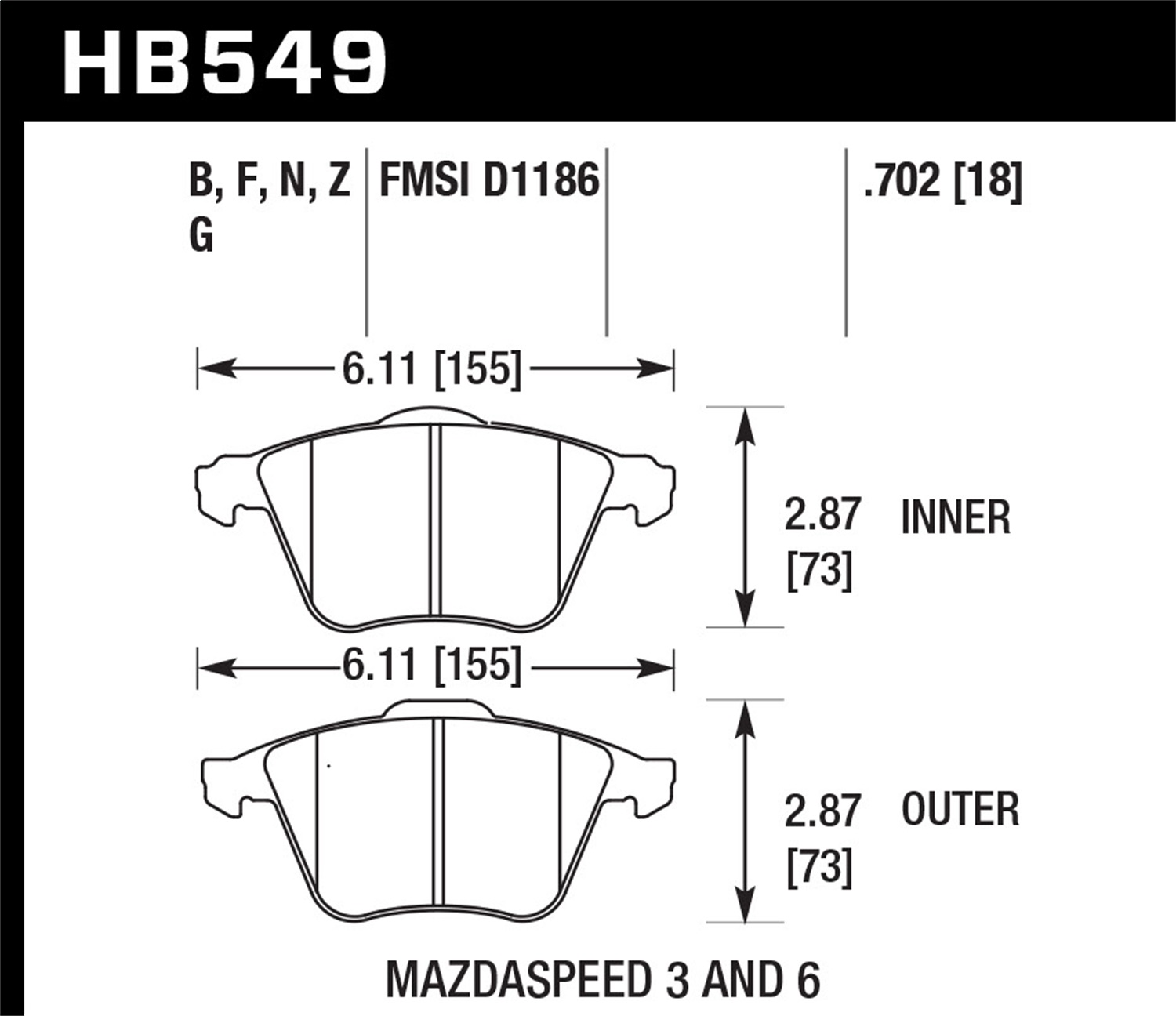 Hawk Performance HB549B.702 HPS 5.0 Disc Brake Pad Fits 05-13 3 6 V50