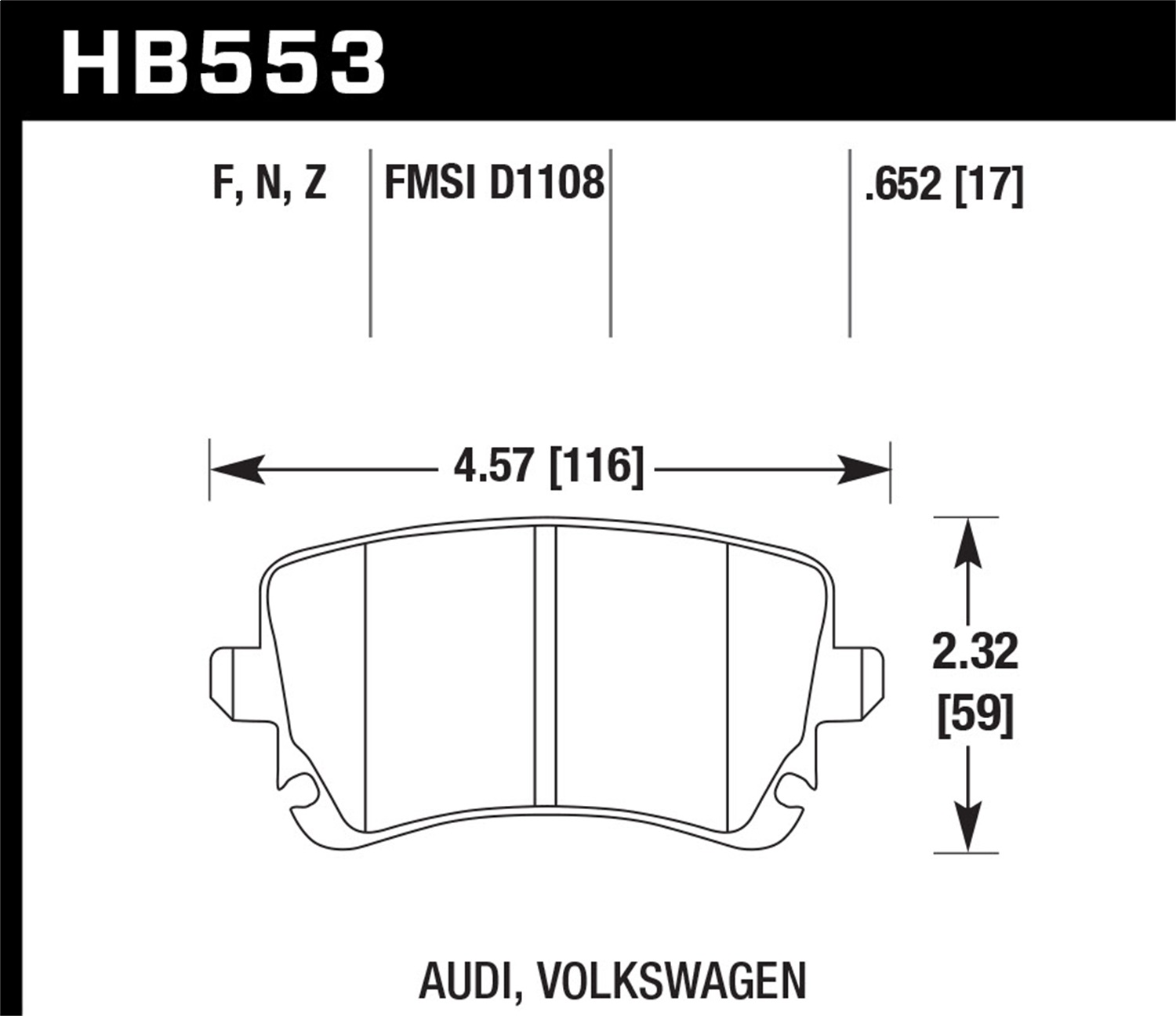 Hawk Performance HB553Z.652 Performance Ceramic Disc Brake Pad