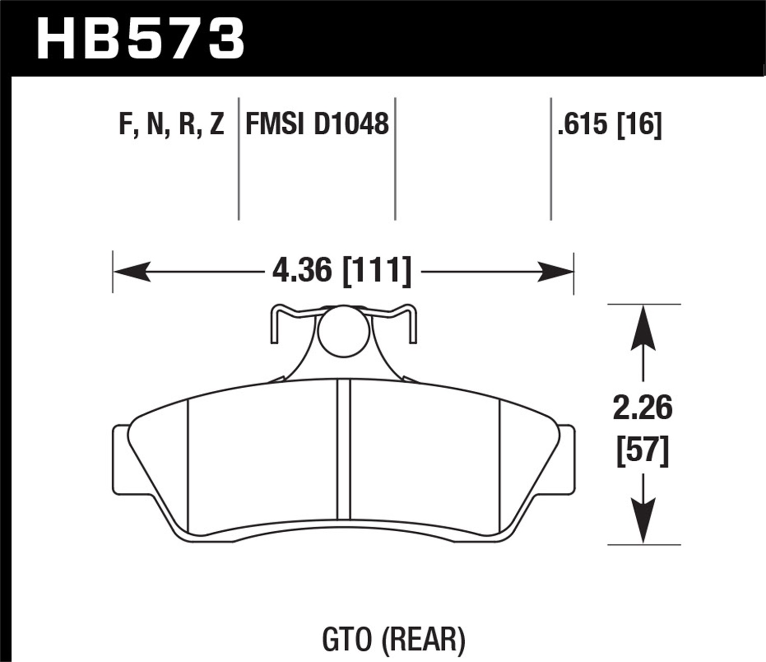 Hawk Performance HB573Z.615 Performance Ceramic Disc Brake Pad Fits 04-06 GTO
