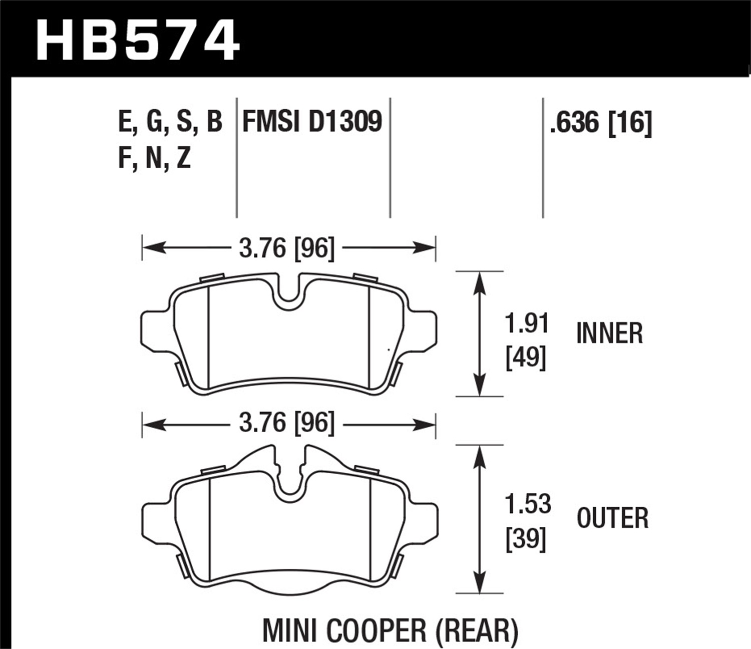 Hawk Performance HB574F.636 HPS Disc Brake Pad