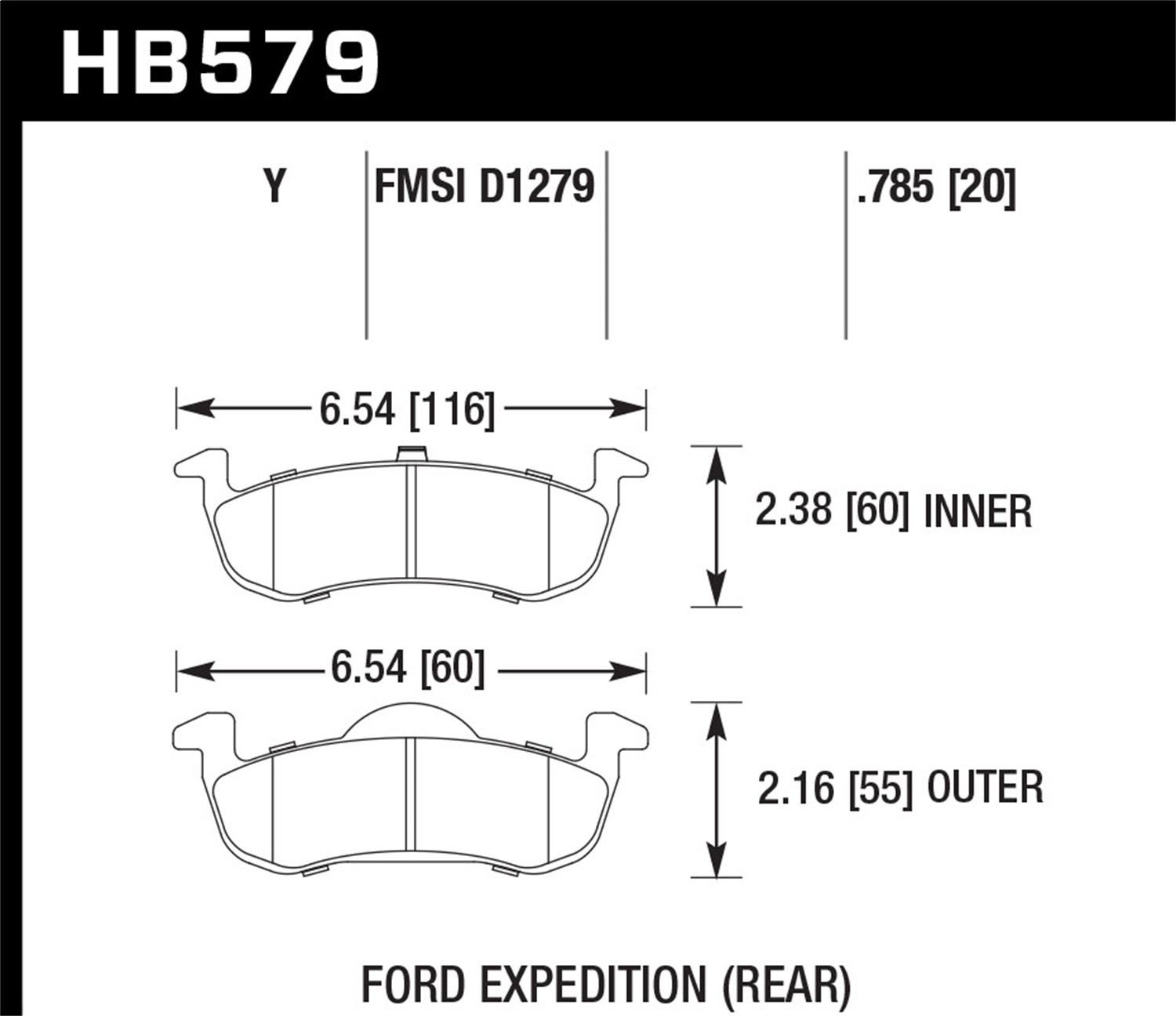Hawk Performance HB579Y.785 LTS Disc Brake Pad Fits Expedition MKT Navigator