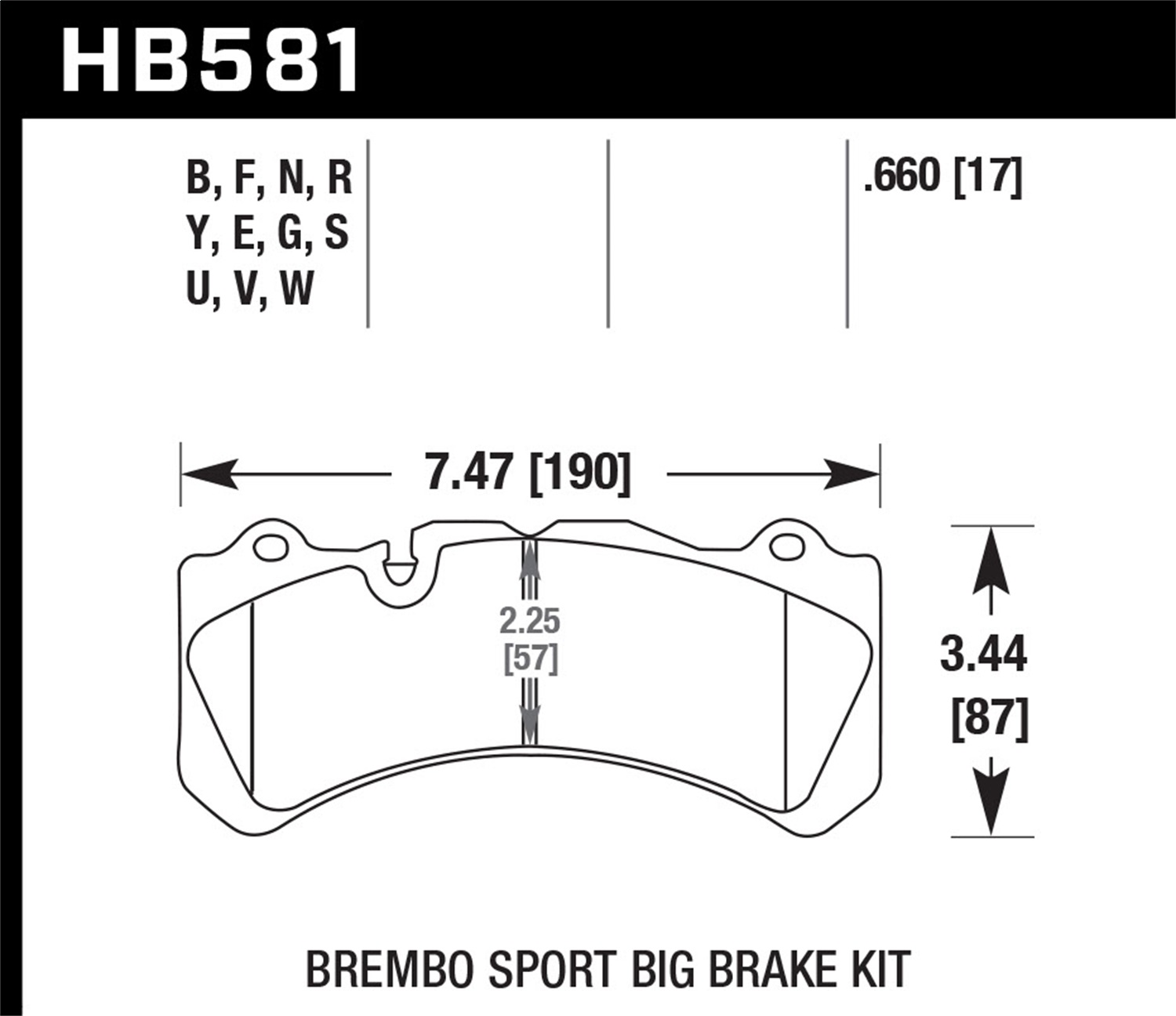 Hawk Performance HB581G.660 DTC-60 Disc Brake Pad Fits 18 S60