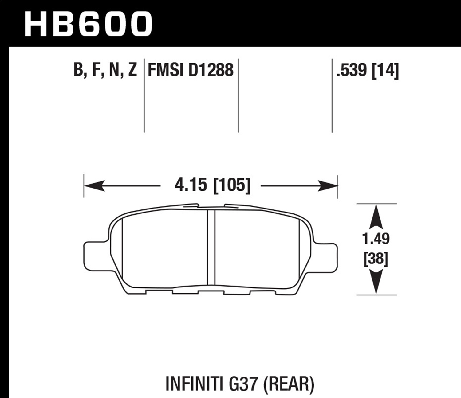 Hawk Performance HB600F.539 Disc Brake Pads - Rear