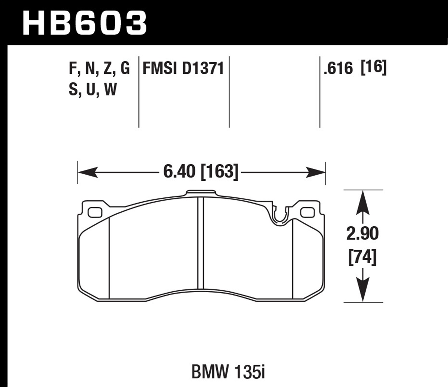 Hawk Performance HB603N.616 HP Plus Disc Brake Pad Fits 08-13 135i 135is