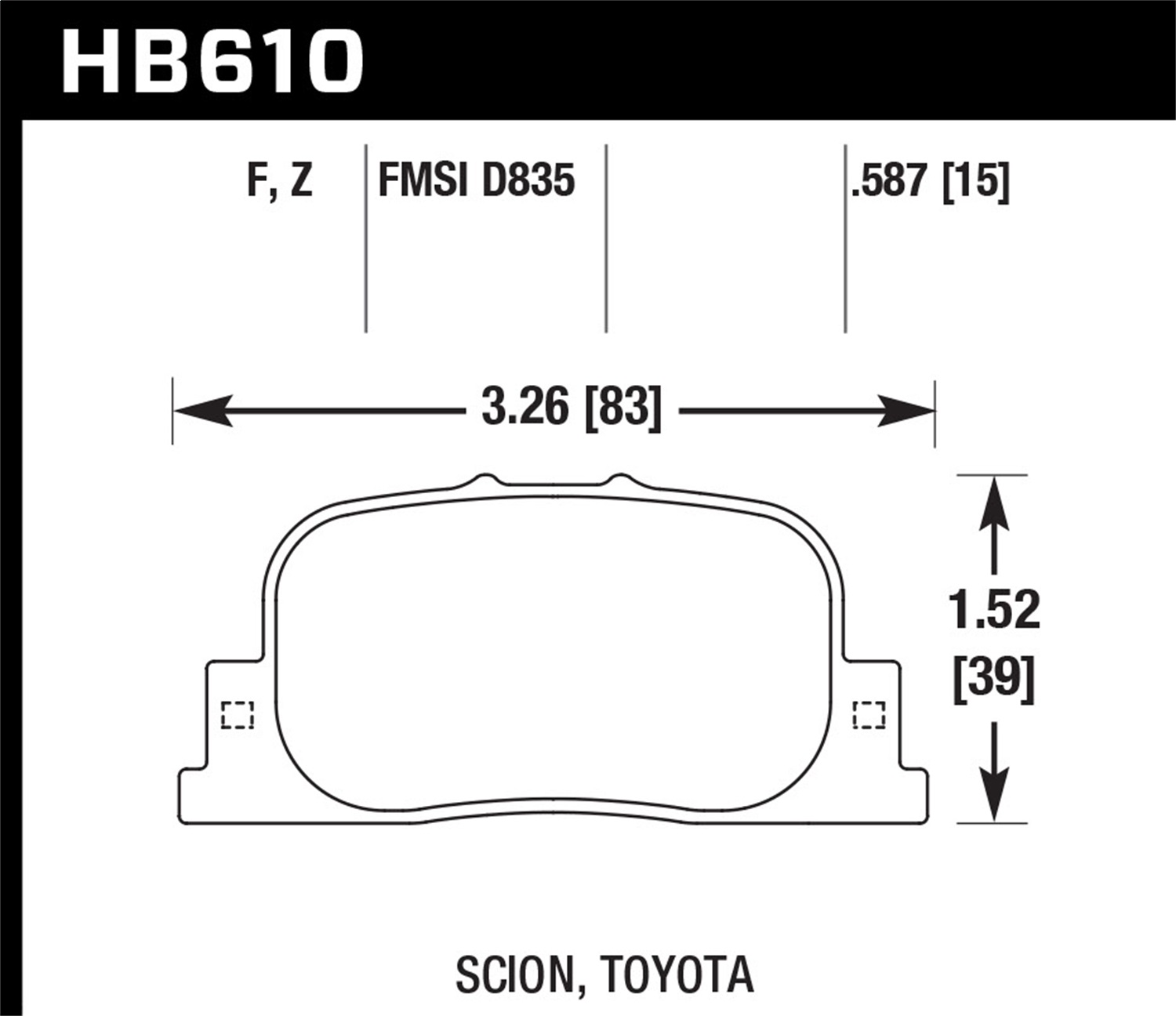 Hawk Performance HB610F.587 HPS Disc Brake Pad Fits 00-10 ES300 tC