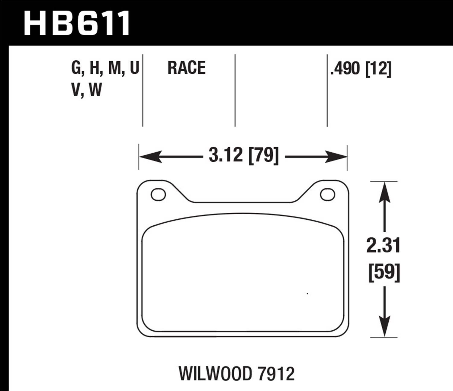 Hawk Performance HB611W.490 DTC-30 Disc Brake Pad