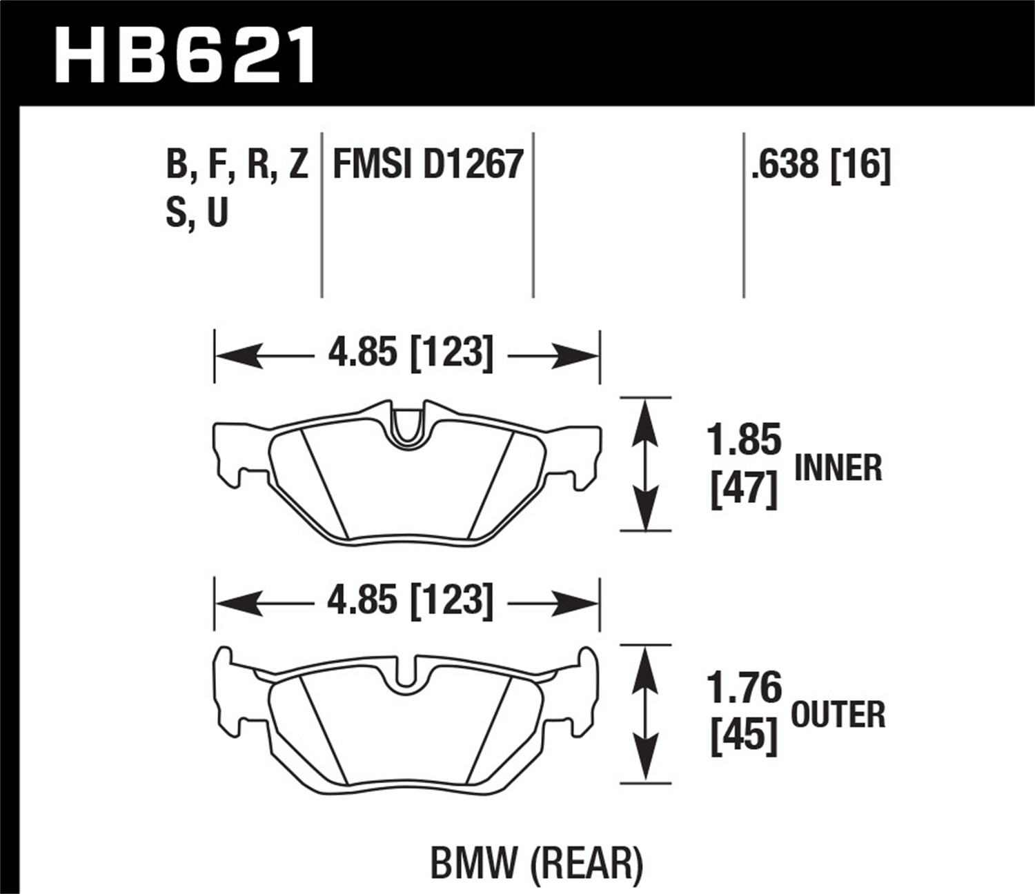 Hawk Performance HB621U.638 DTC-70 Disc Brake Pad