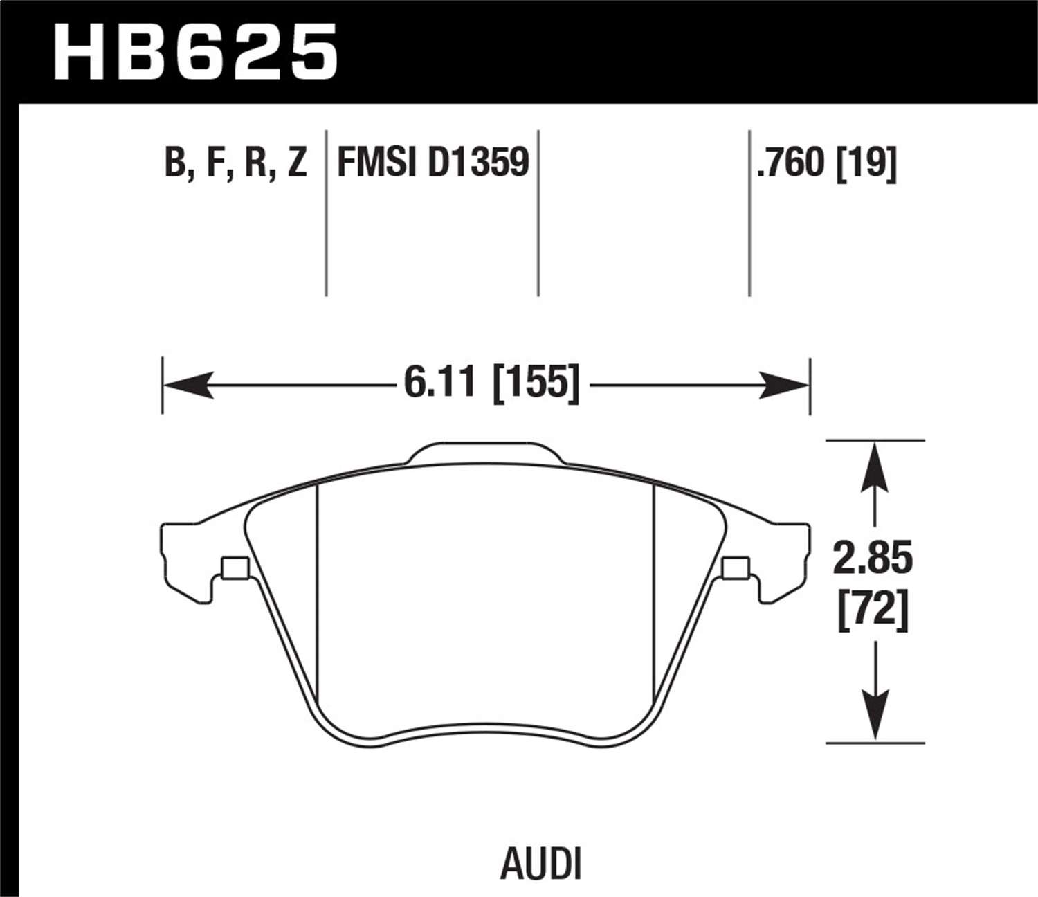 Hawk Performance HB625F.760 HPS Disc Brake Pad Fits 08-15 Golf R TT Quattro