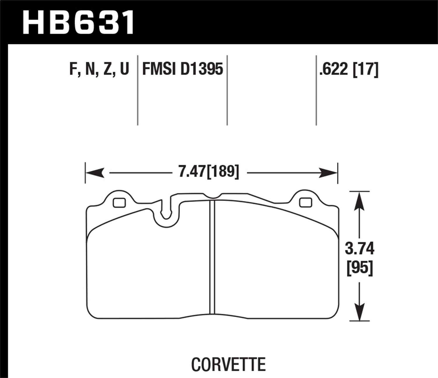 Hawk Performance HB631N.622 HP Plus Disc Brake Pad Fits 09-18 Camaro Corvette