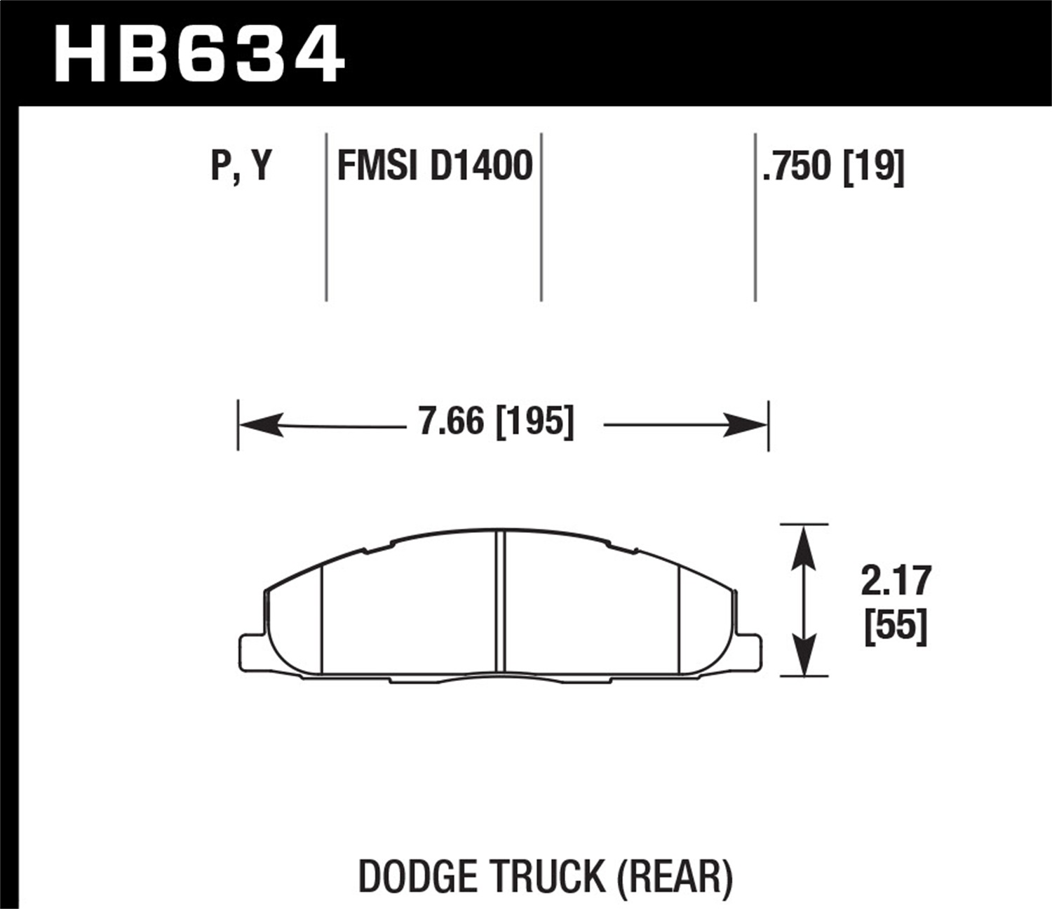 Hawk Performance HB634Y.750 LTS Disc Brake Pad Fits 2500 3500 Ram 2500 Ram 3500