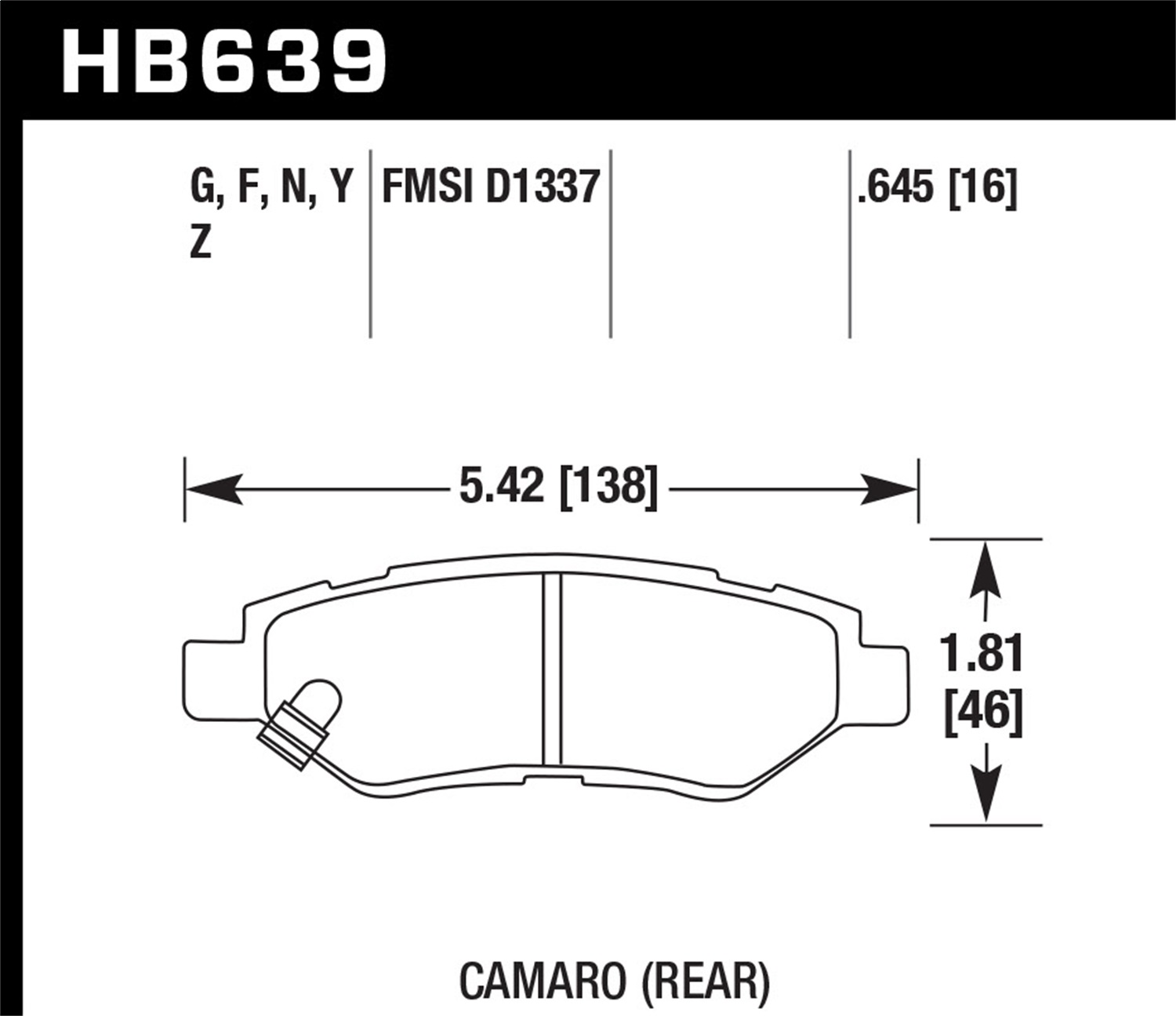 Hawk Performance HB639F.645 HPS Disc Brake Pad Fits 10-15 Camaro CTS SRX
