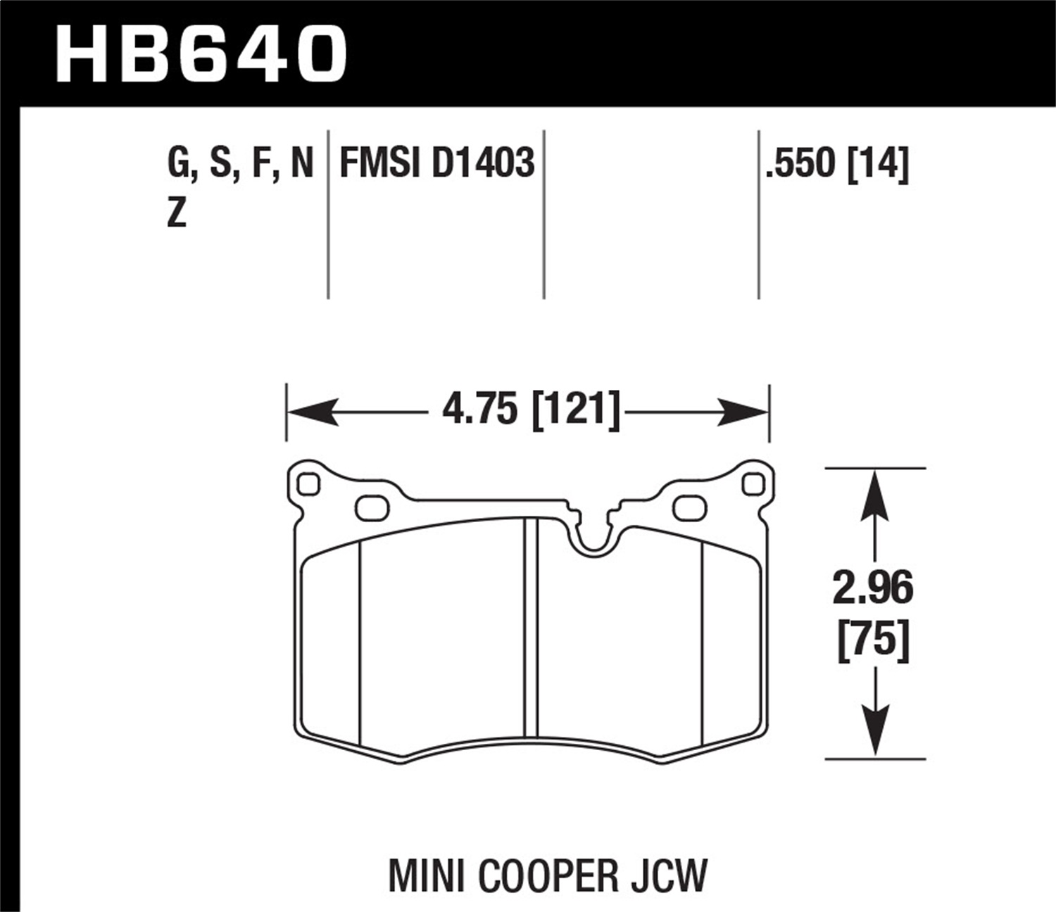 Hawk Performance HB640B.550 HPS 5.0 Disc Brake Pad Fits 09-15 Cooper