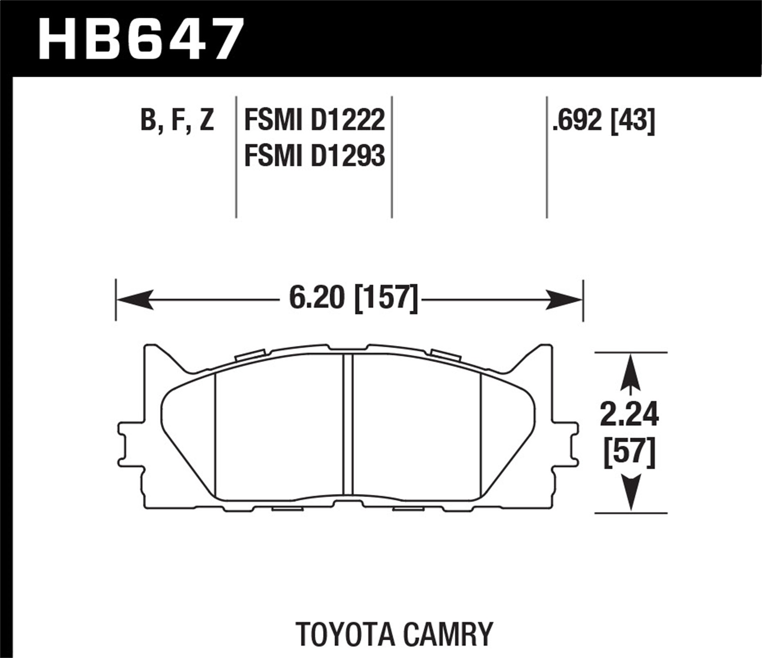 Hawk Performance HB647F.692 HPS Disc Brake Pad Fits Avalon Camry ES300h ES350