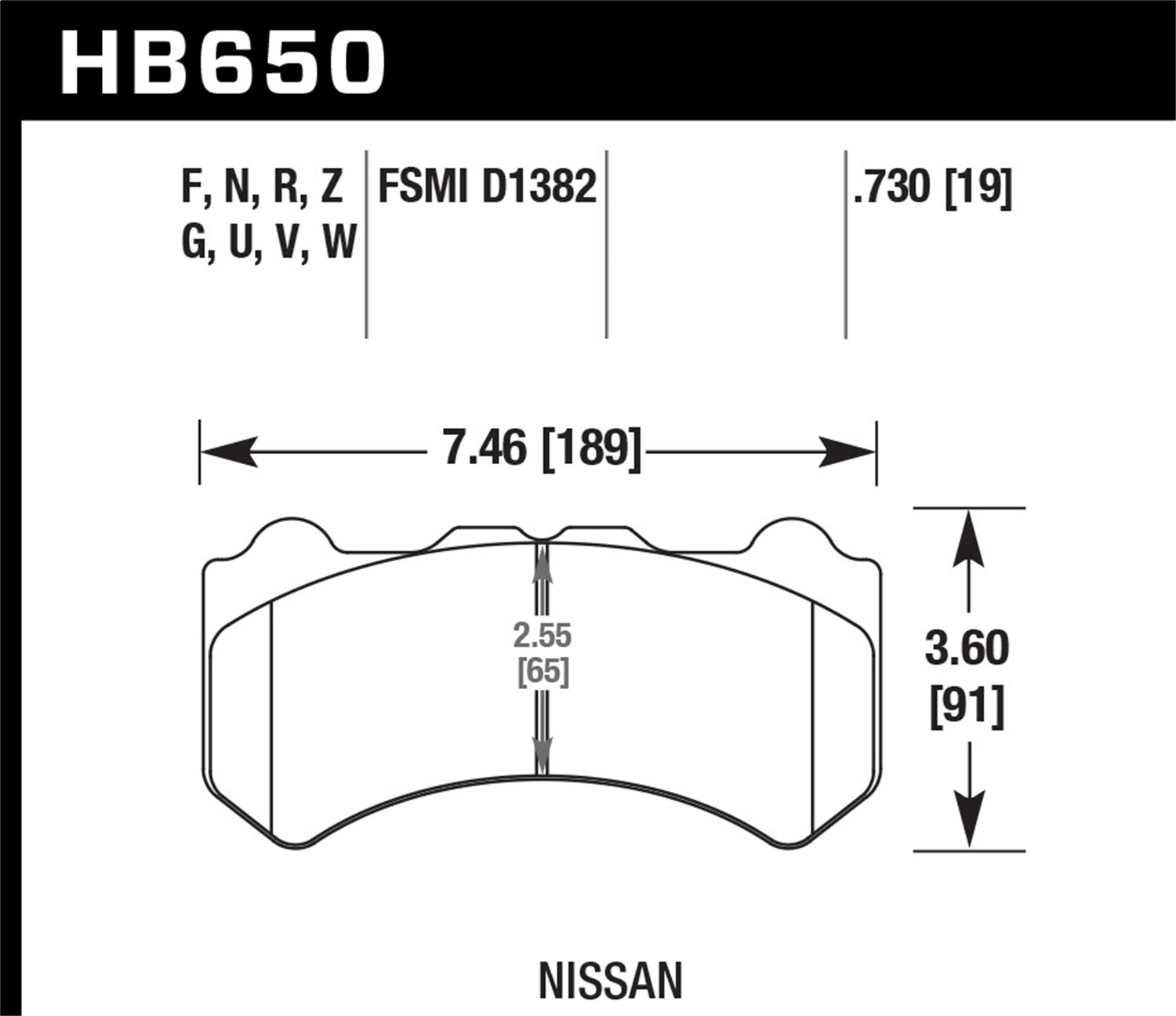 Hawk Performance HB650N.730 HP Plus Disc Brake Pad Fits 09-18 GT-R