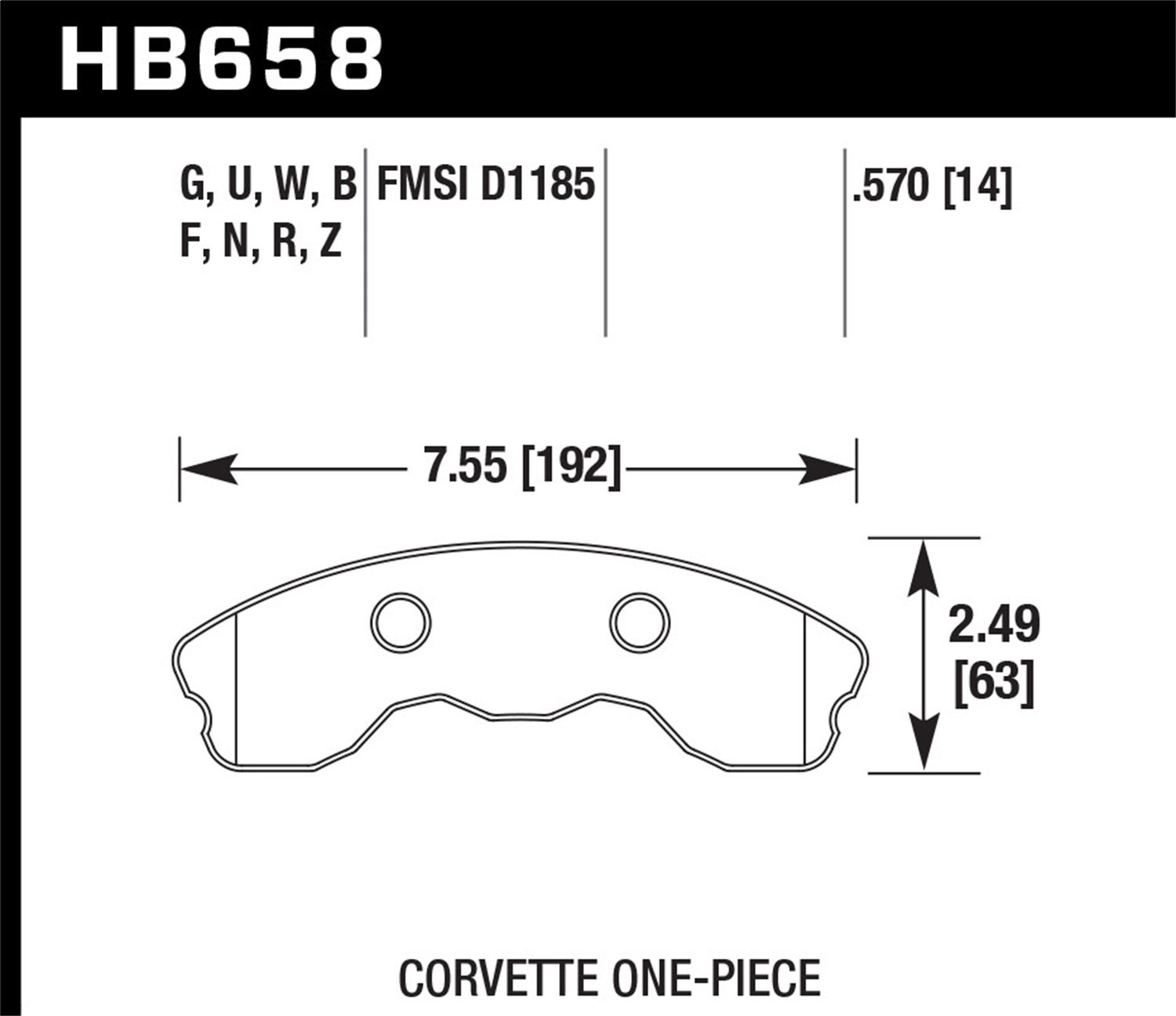 Hawk Performance HB658Z.570 Performance Ceramic Disc Brake Pad Fits Corvette