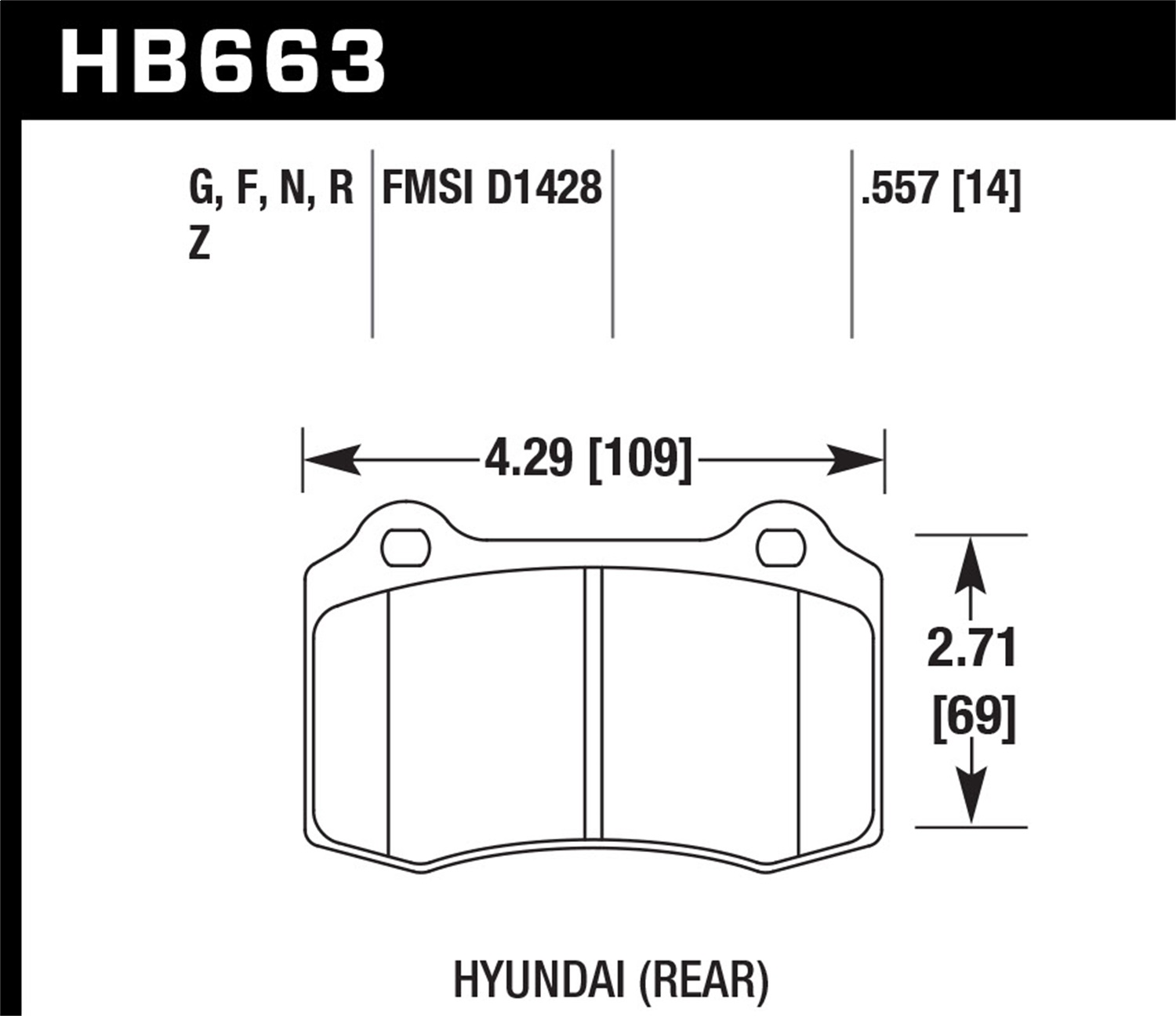 Hawk Performance HB663N.557 HP Plus Disc Brake Pad Fits 10-15 Genesis Coupe S