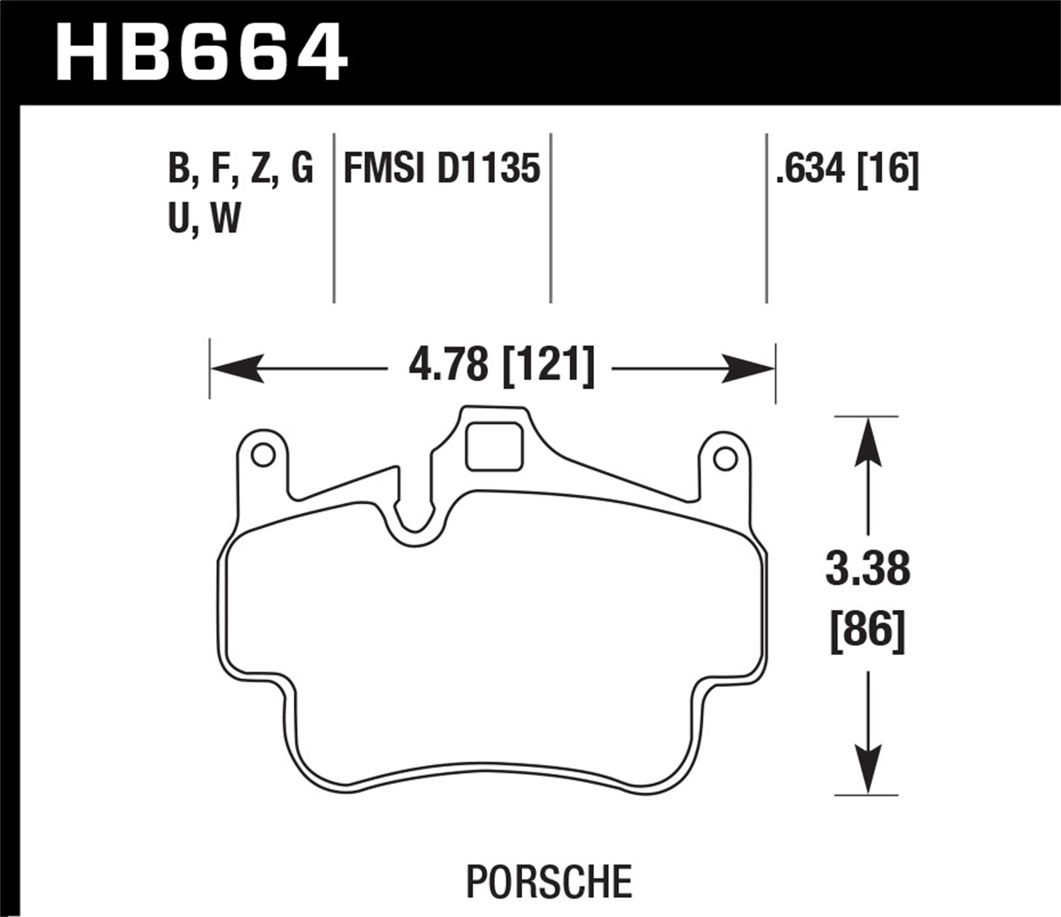 Hawk Performance HB664G.634 DTC-60 Disc Brake Pad Fits 05-14 911 Boxster Cayman