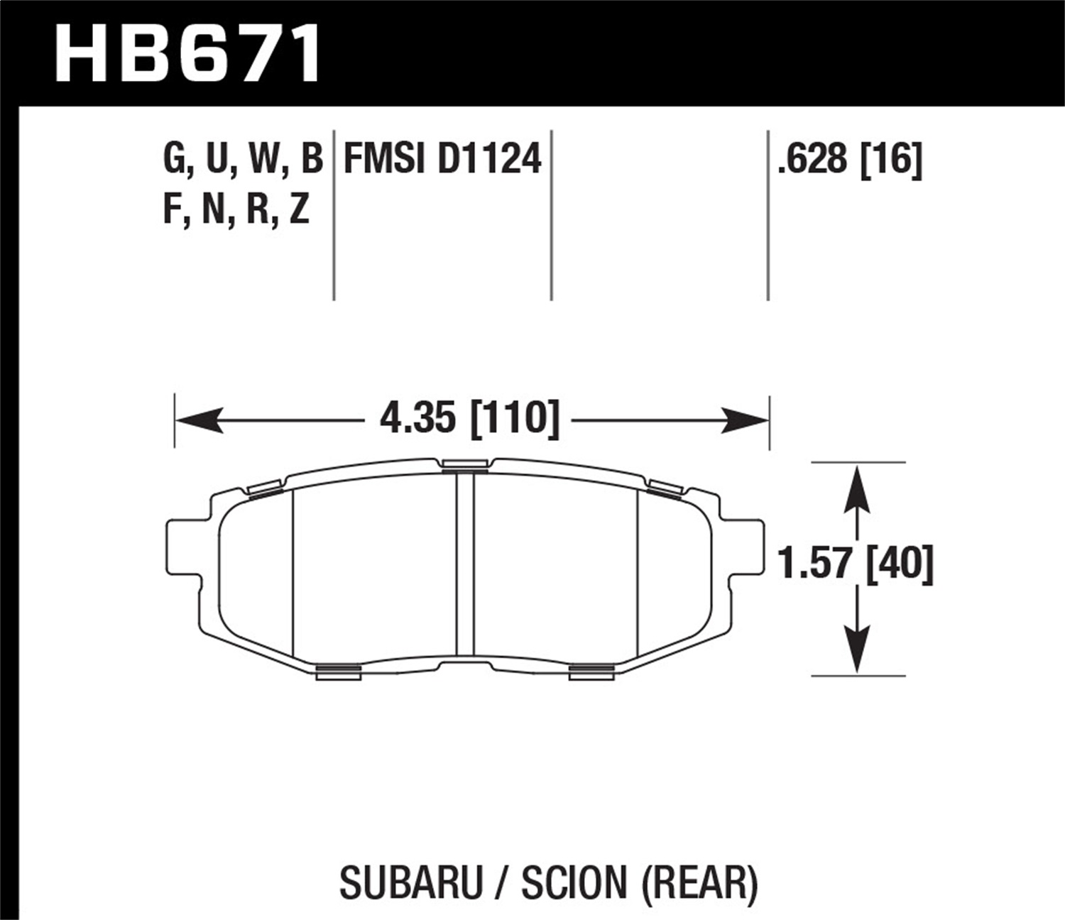 Hawk Performance HB671W.628 DTC-30 Disc Brake Pad