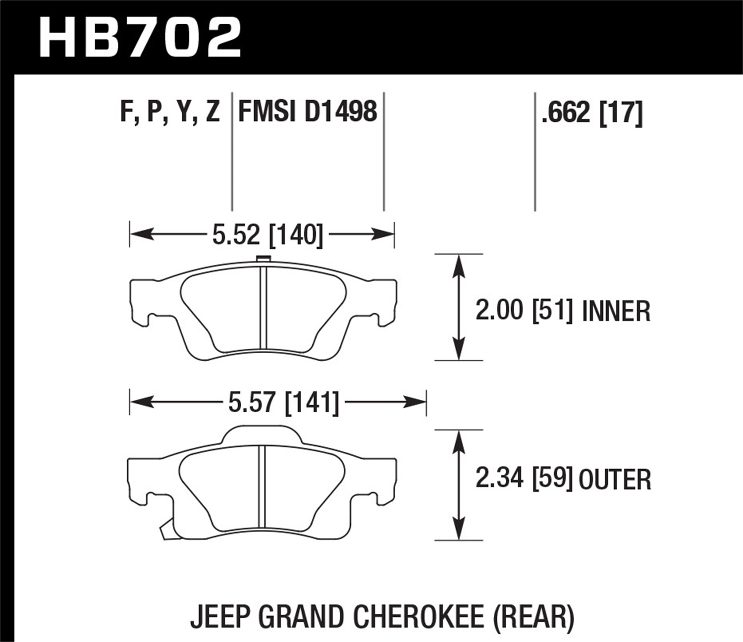 Hawk Performance HB702Z.662 Performance Ceramic Disc Brake Pad