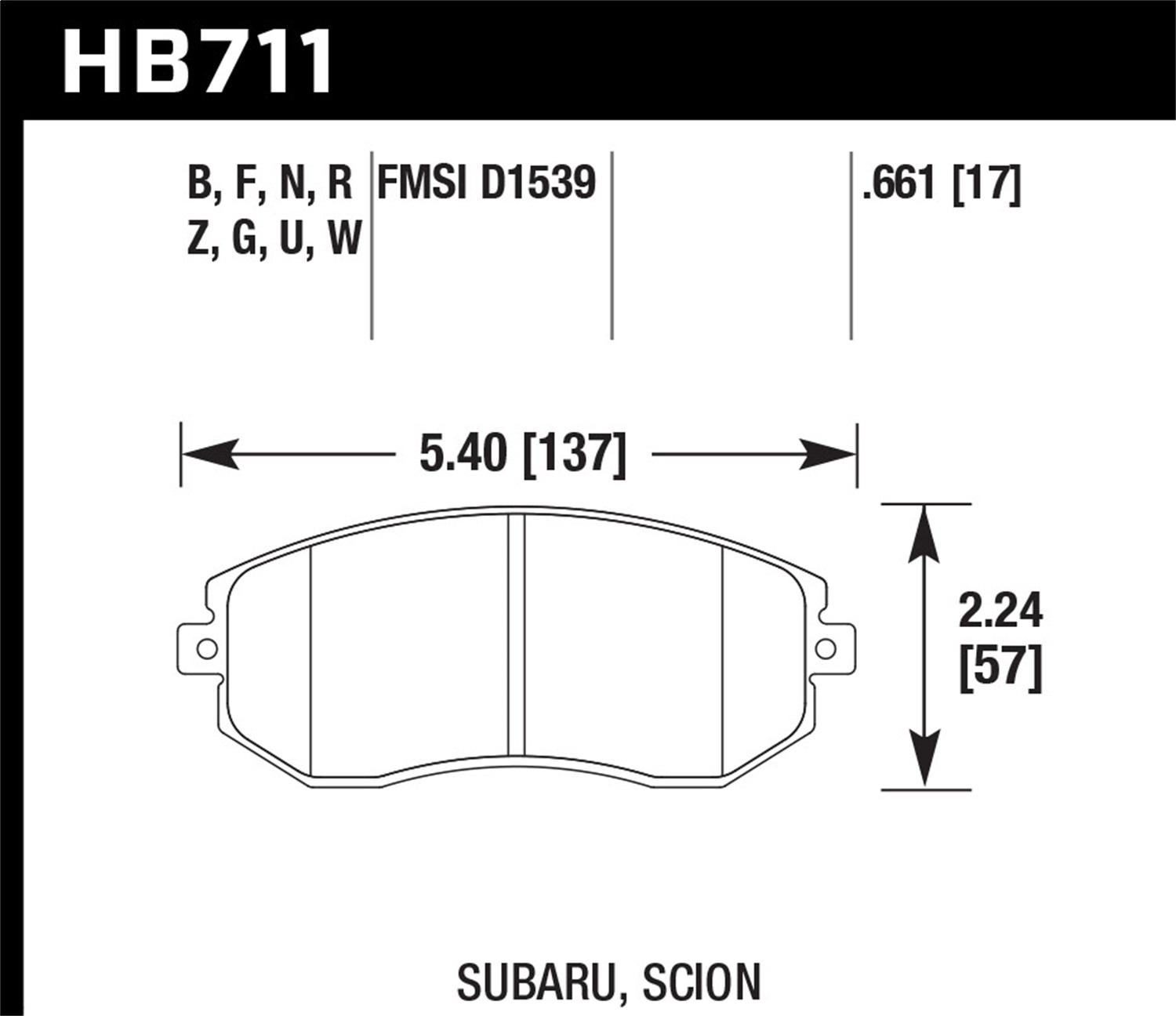 Hawk Performance HB711N.661 HP Plus Disc Brake Pad