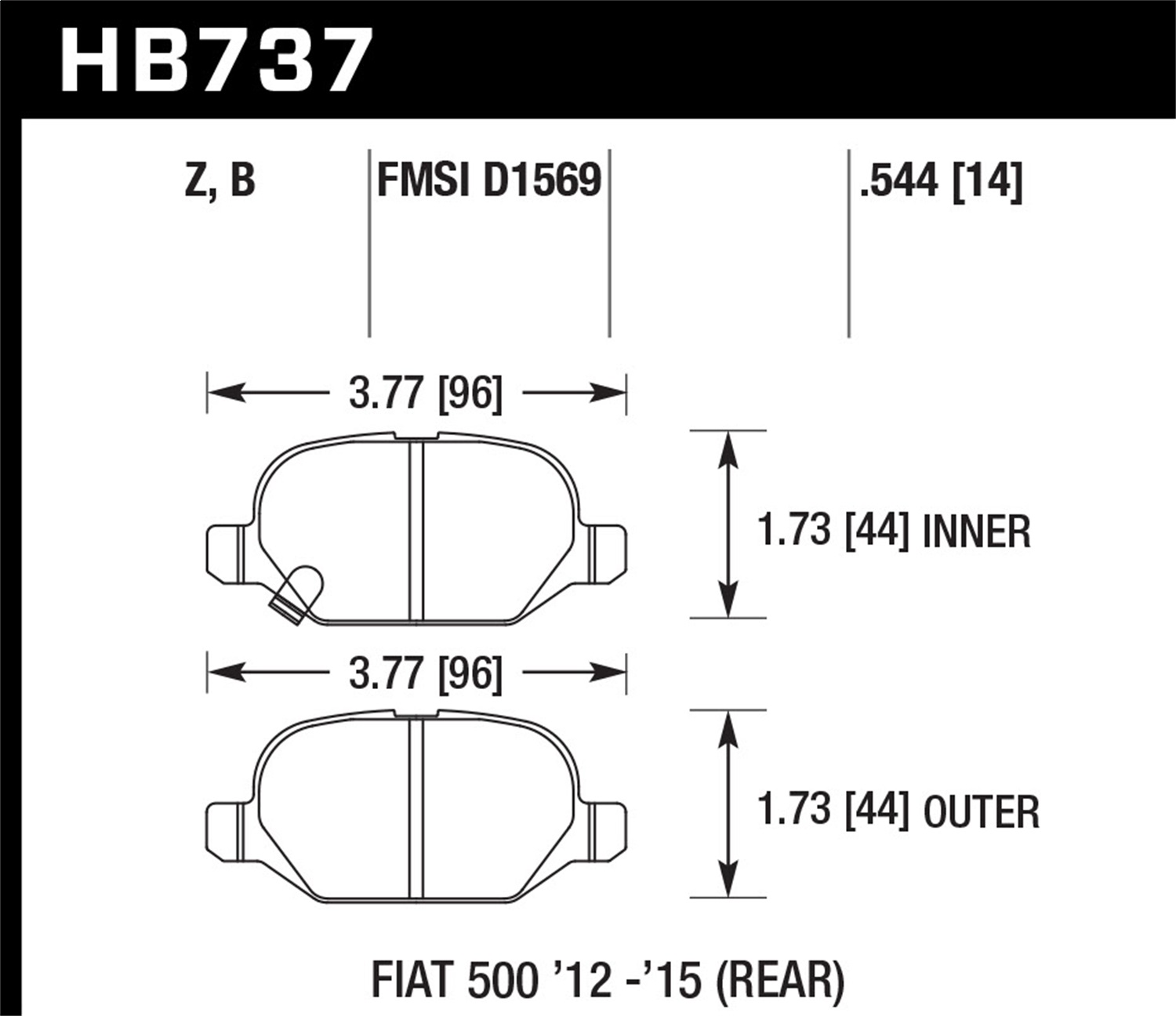 Hawk Performance HB737B.544 HPS 5.0 Disc Brake Pad Fits 13-16 500