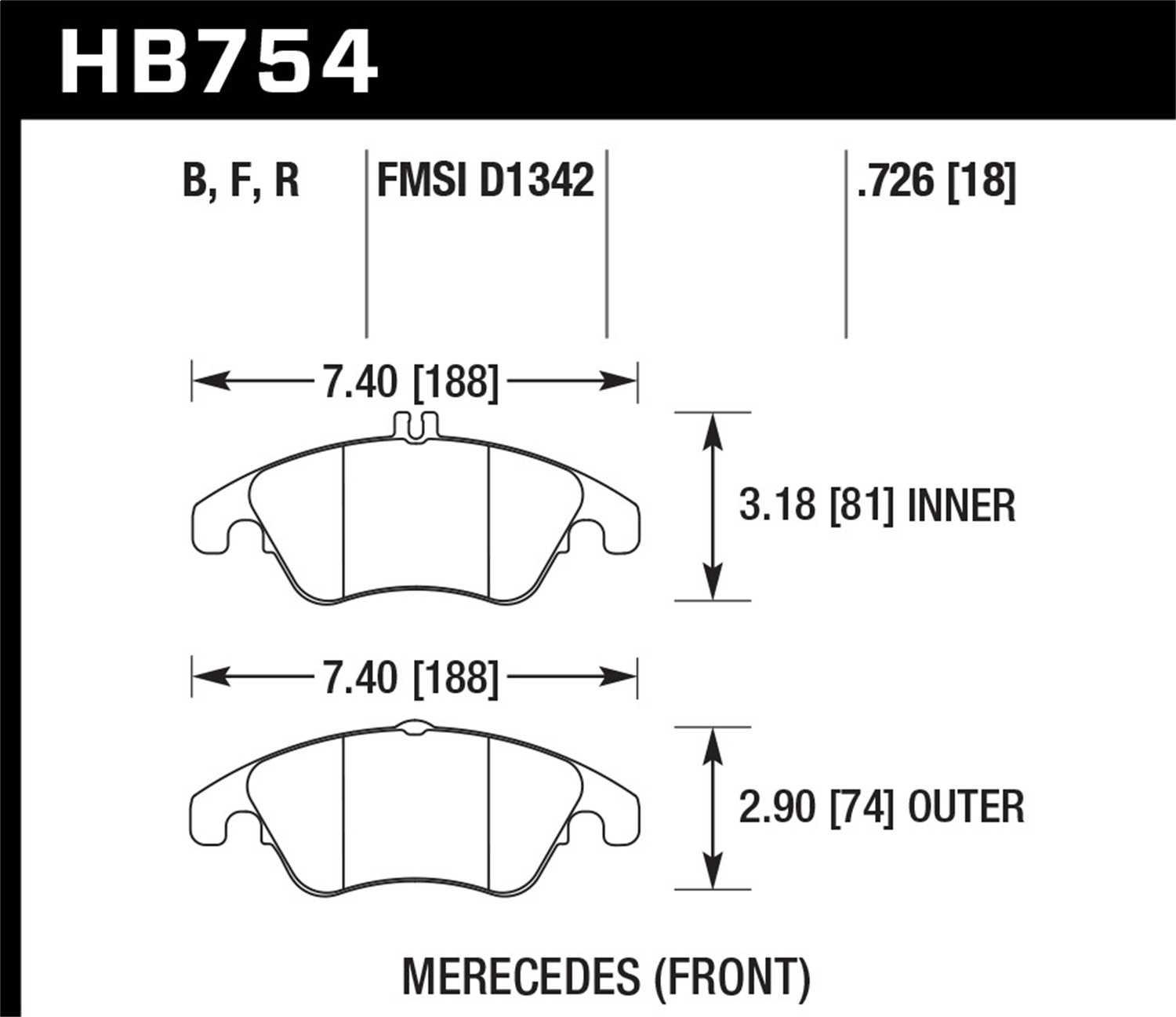 Hawk Performance HB754R.726 Street Race Disc Brake Pad