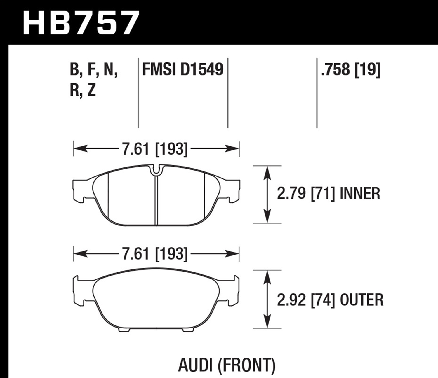 Hawk Performance HB757B.758 HPS 5.0 Disc Brake Pad