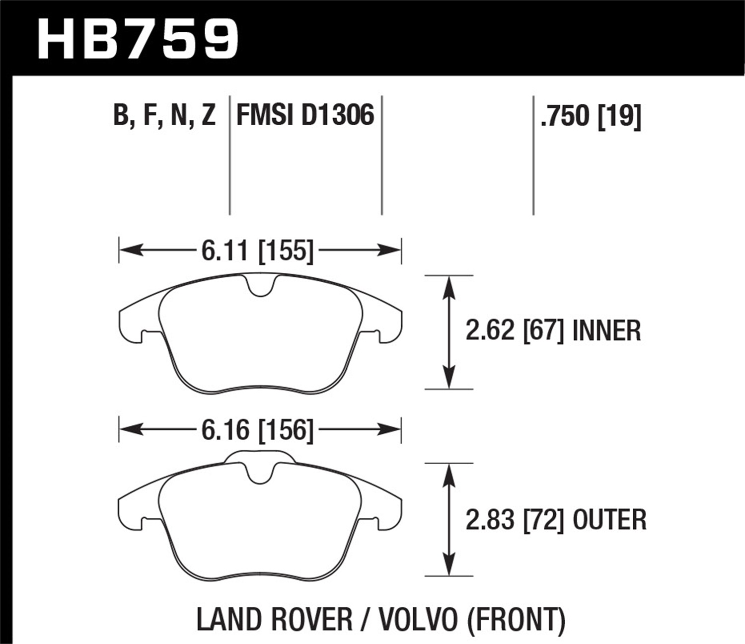 Hawk Performance HB759F.750 HPS Disc Brake Pad