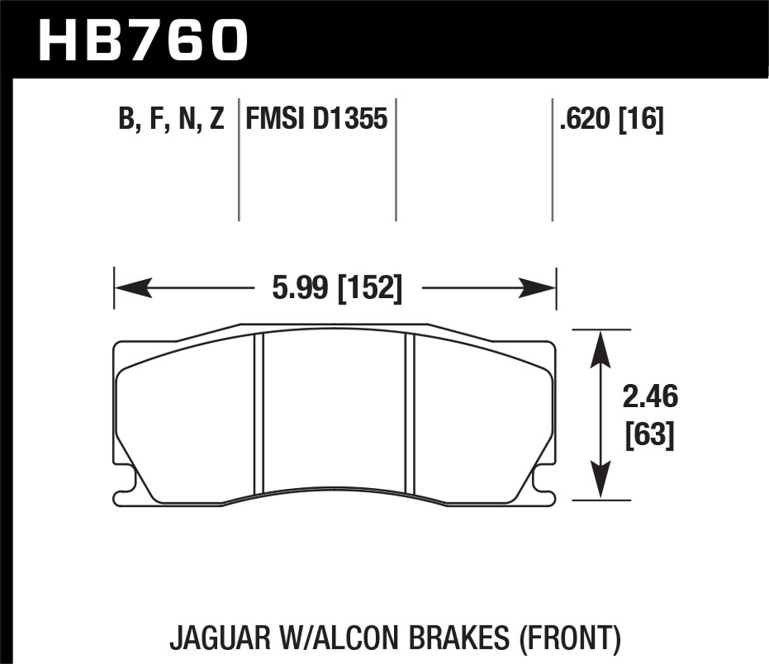 Hawk Performance HB760Z.620 Performance Ceramic Disc Brake Pad Fits XK XKR XKR-S