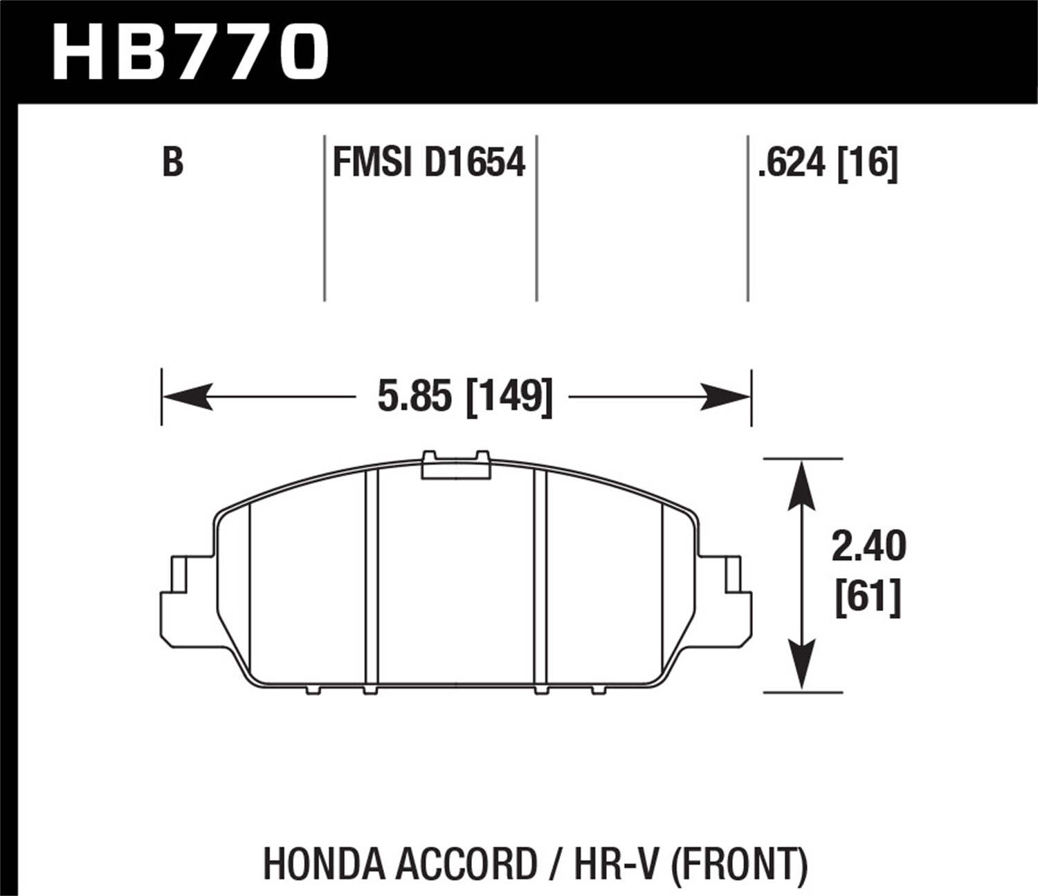 Hawk Performance HB770B.624 HPS 5.0 Disc Brake Pad Fits 13-19 Accord HR-V