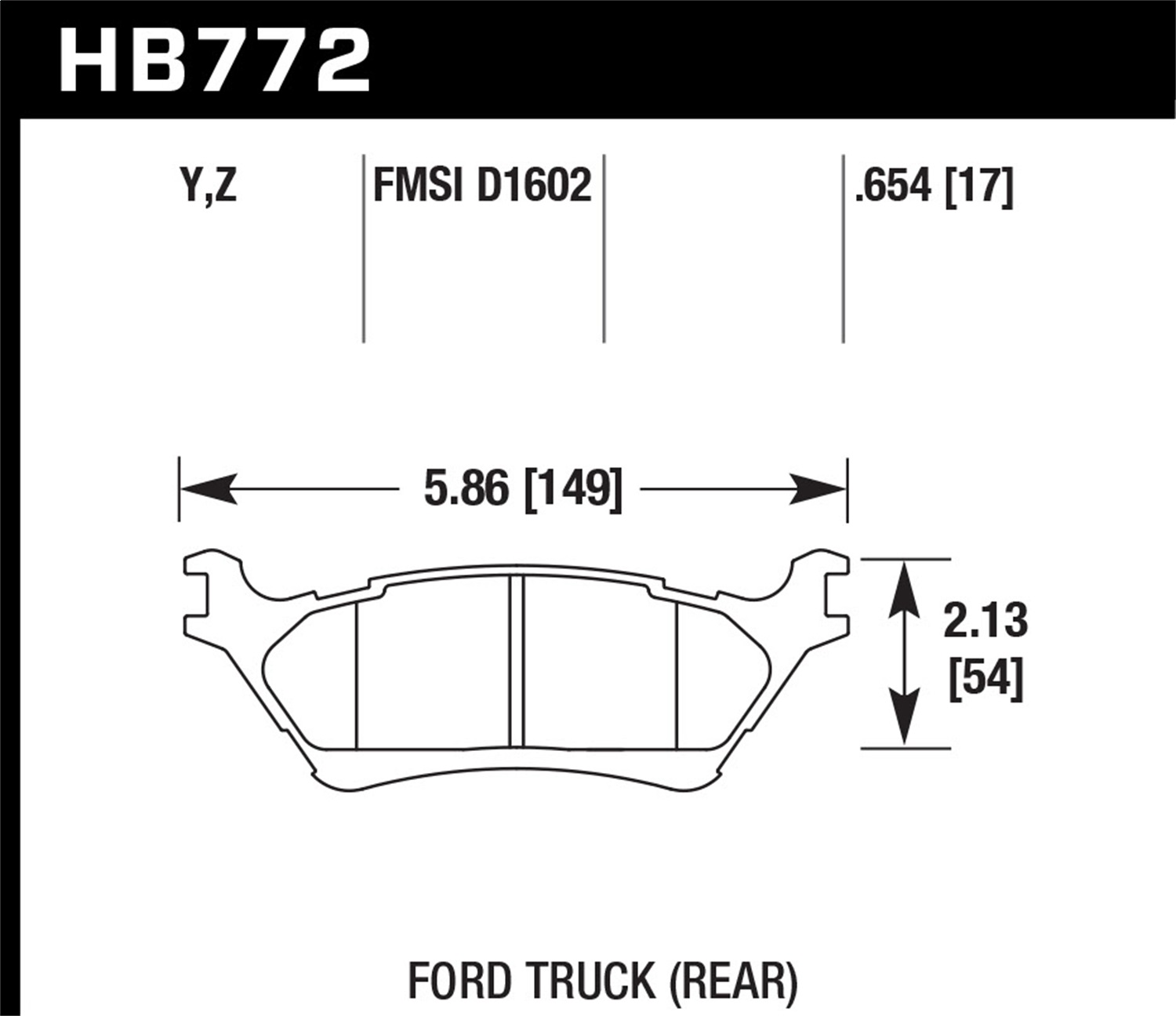 Hawk Performance HB772Y.654 LTS Disc Brake Pad Fits 12-16 F-150