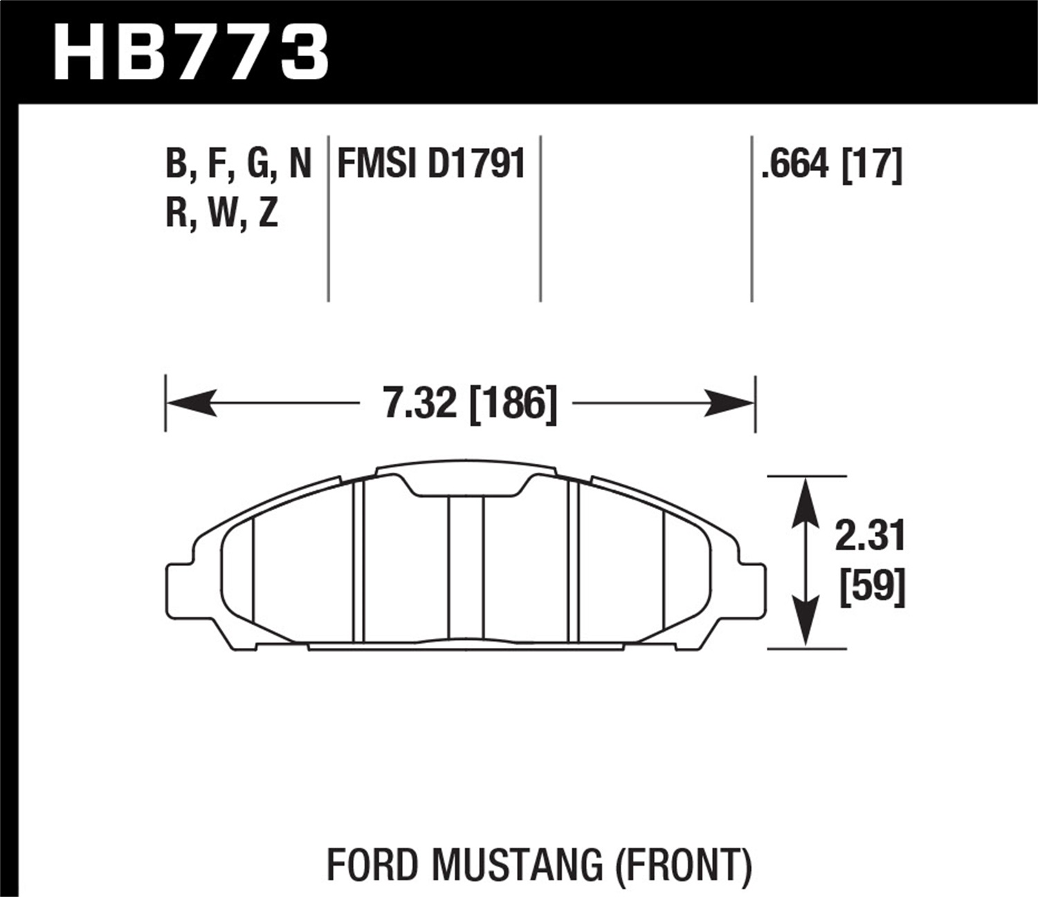 Hawk Performance HB773B.664 HPS 5.0 Disc Brake Pad Fits 15-17 Mustang