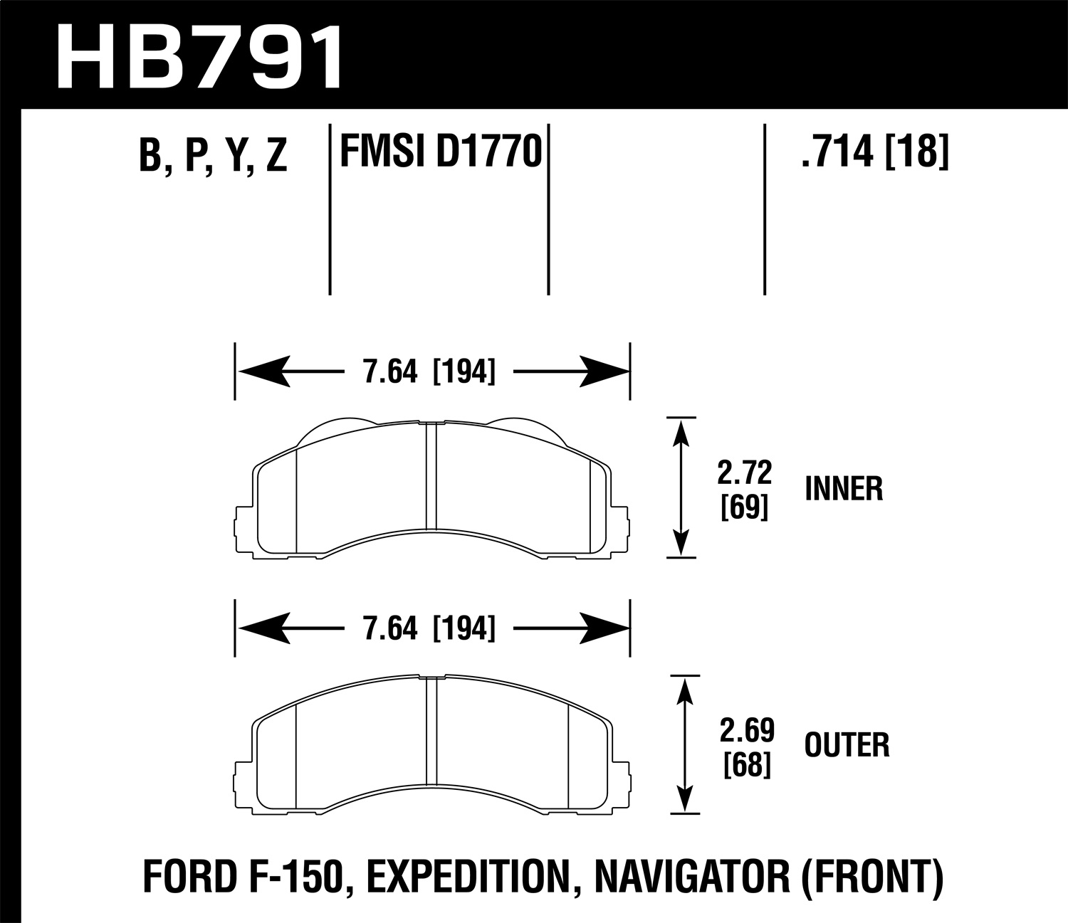 Hawk Performance Disc Brake Pad Set - HB791Y.714