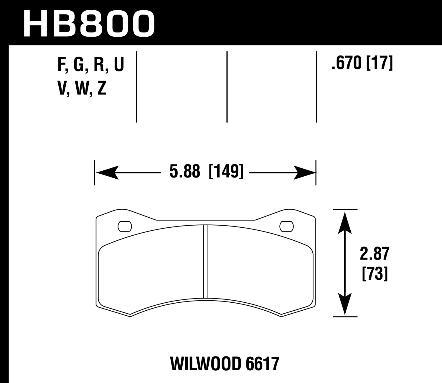 Hawk Performance HB800U.670 DTC-70 Disc Brake Pad