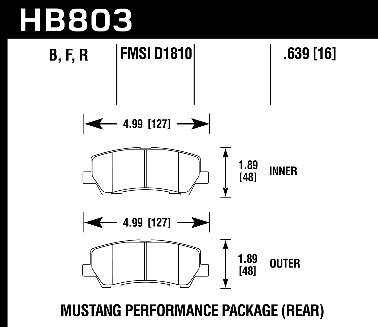 Hawk Performance HB803N.639 HP Plus Disc Brake Pad Fits 15-18 Mustang