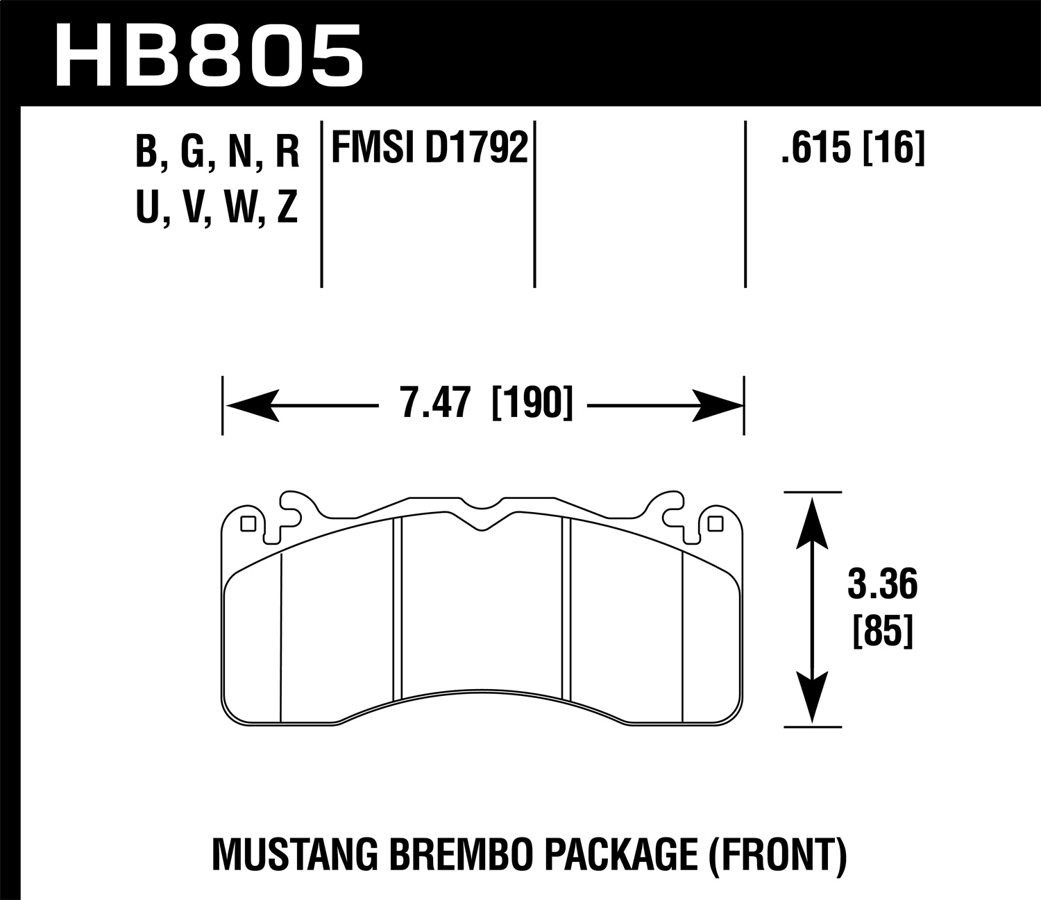 Hawk Performance HB805Z.615 Performance Ceramic Disc Brake Pad Fits Mustang
