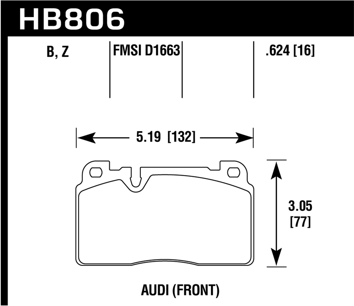 Hawk Performance HB806Z.624 Performance Ceramic Disc Brake Pad Fits 13-17 A6 Q5