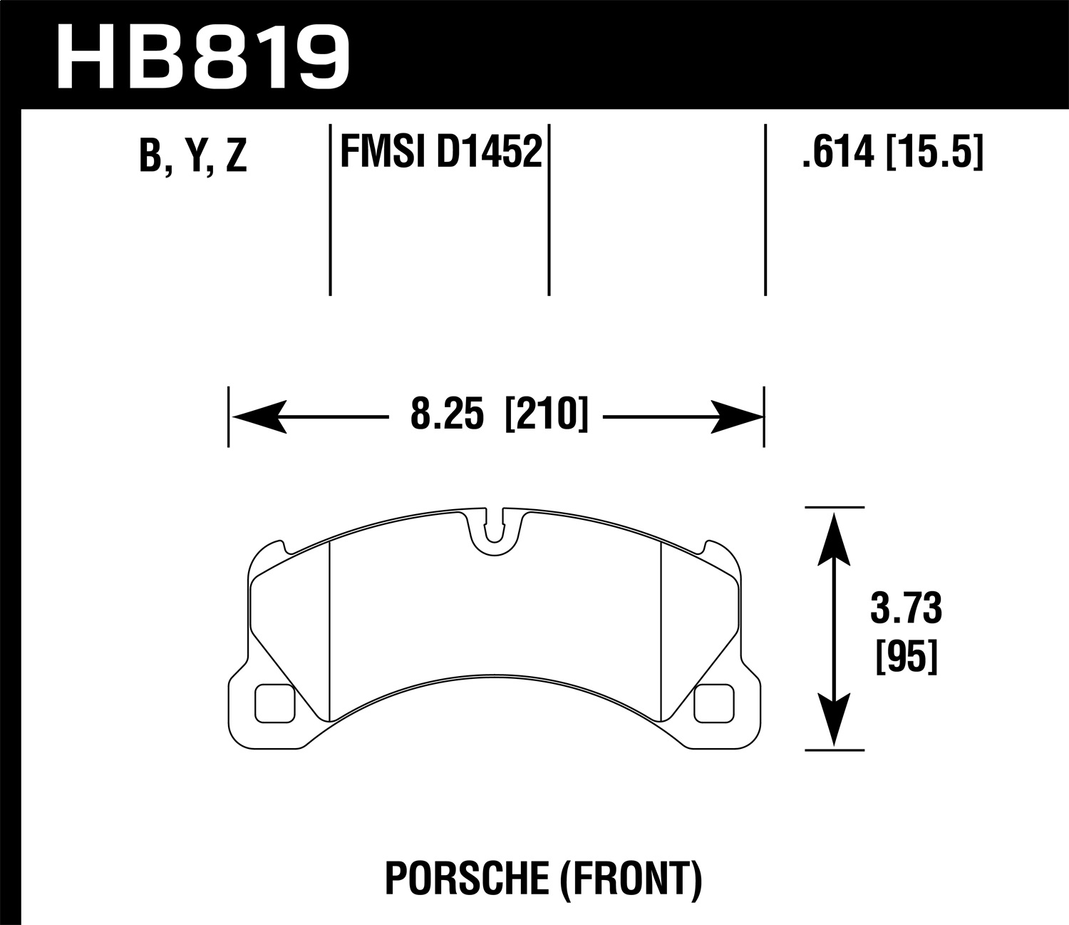 Hawk Performance HB819B.614 HPS 5.0 Disc Brake Pad Fits 11-13 Cayenne