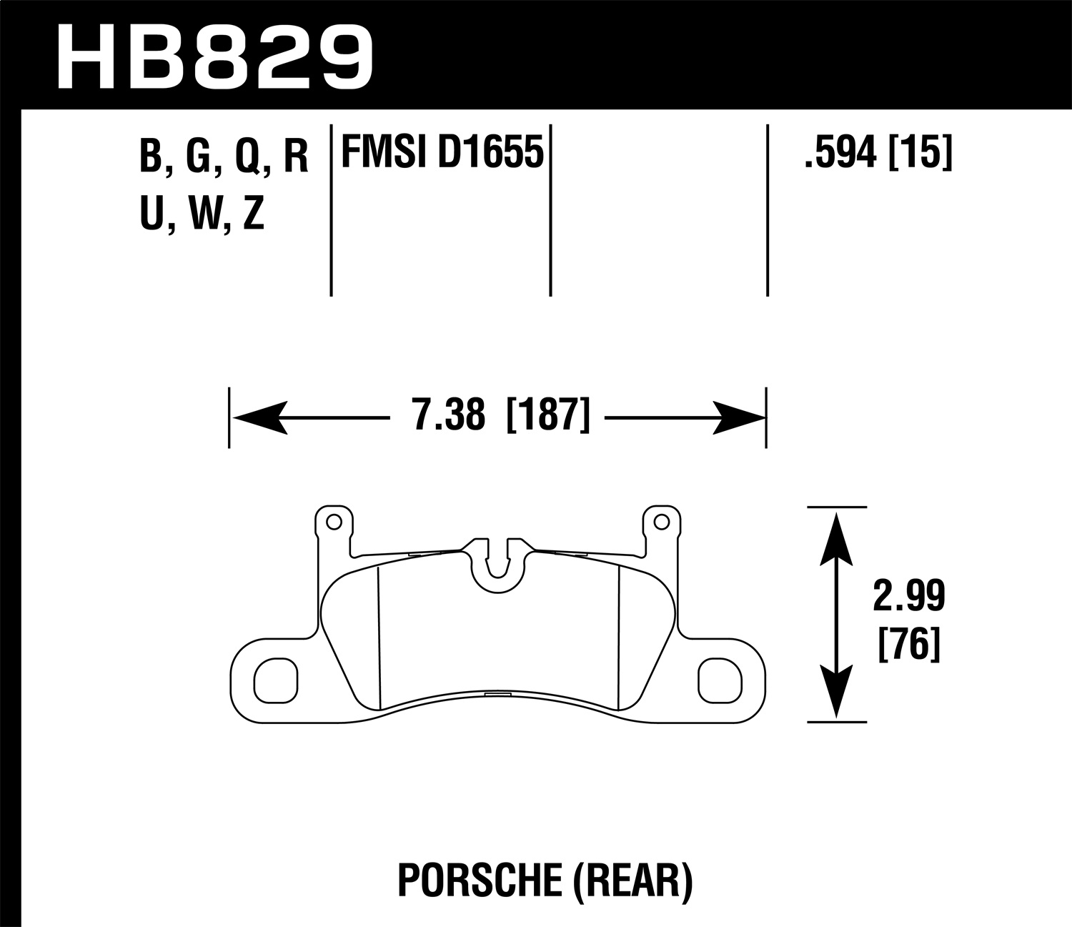 Hawk Performance HB829U.594 DTC-70 Disc Brake Pad Fits 11-17 911 Boxster Cayenne