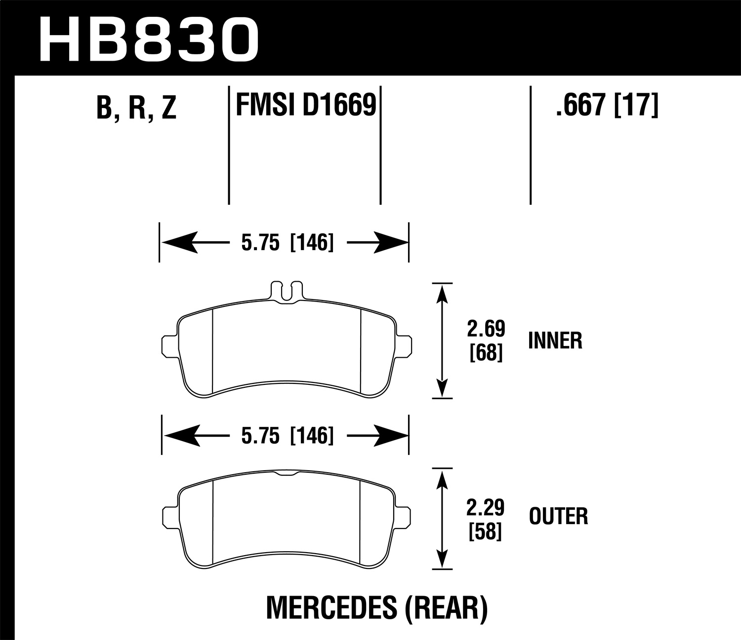 Hawk Performance HB830Z.667 Performance Ceramic Disc Brake Pad